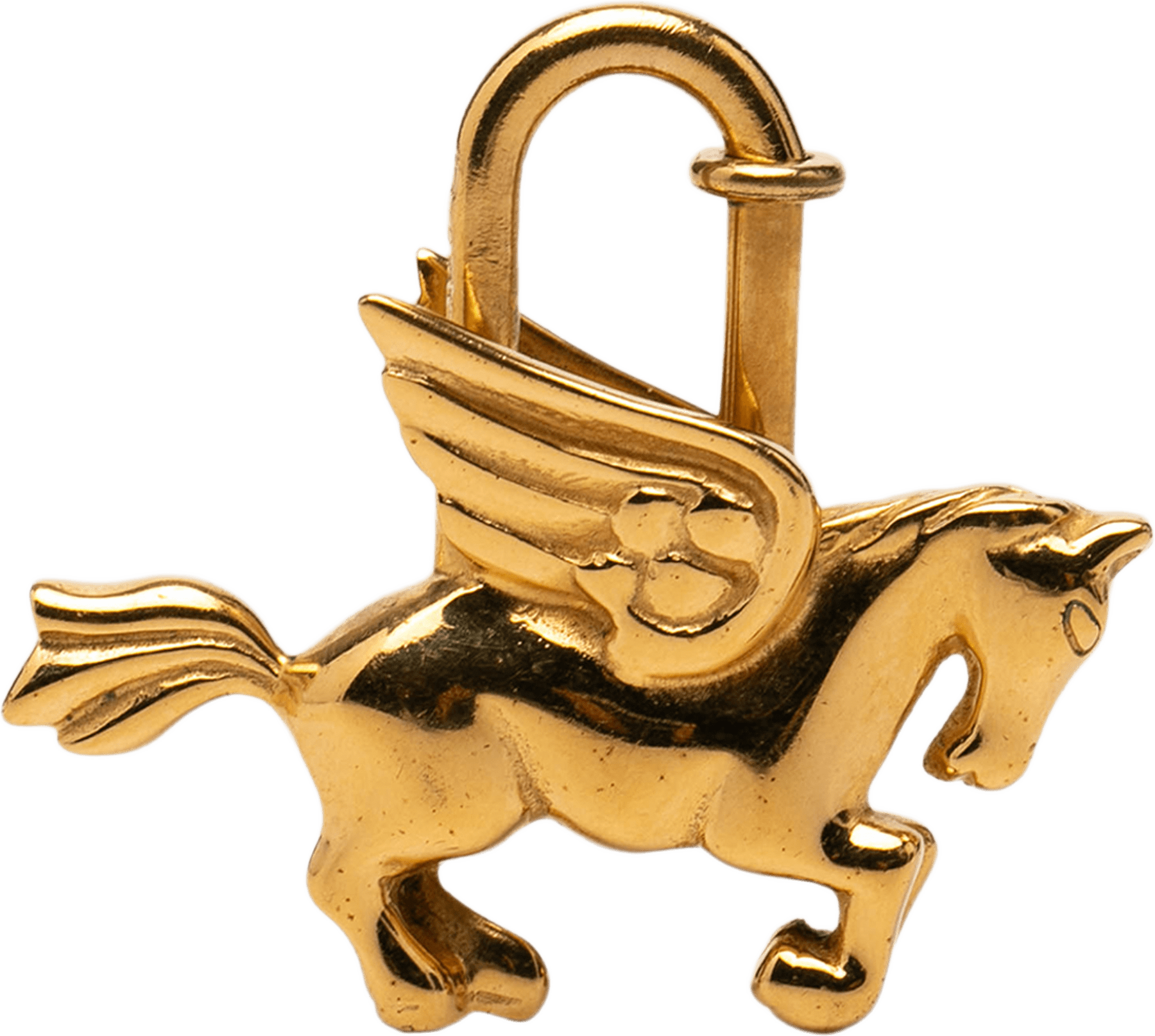 Hermès Gold Plated Pegasus Cadena Lock Charm, från Luxclusif, i färgen gold.