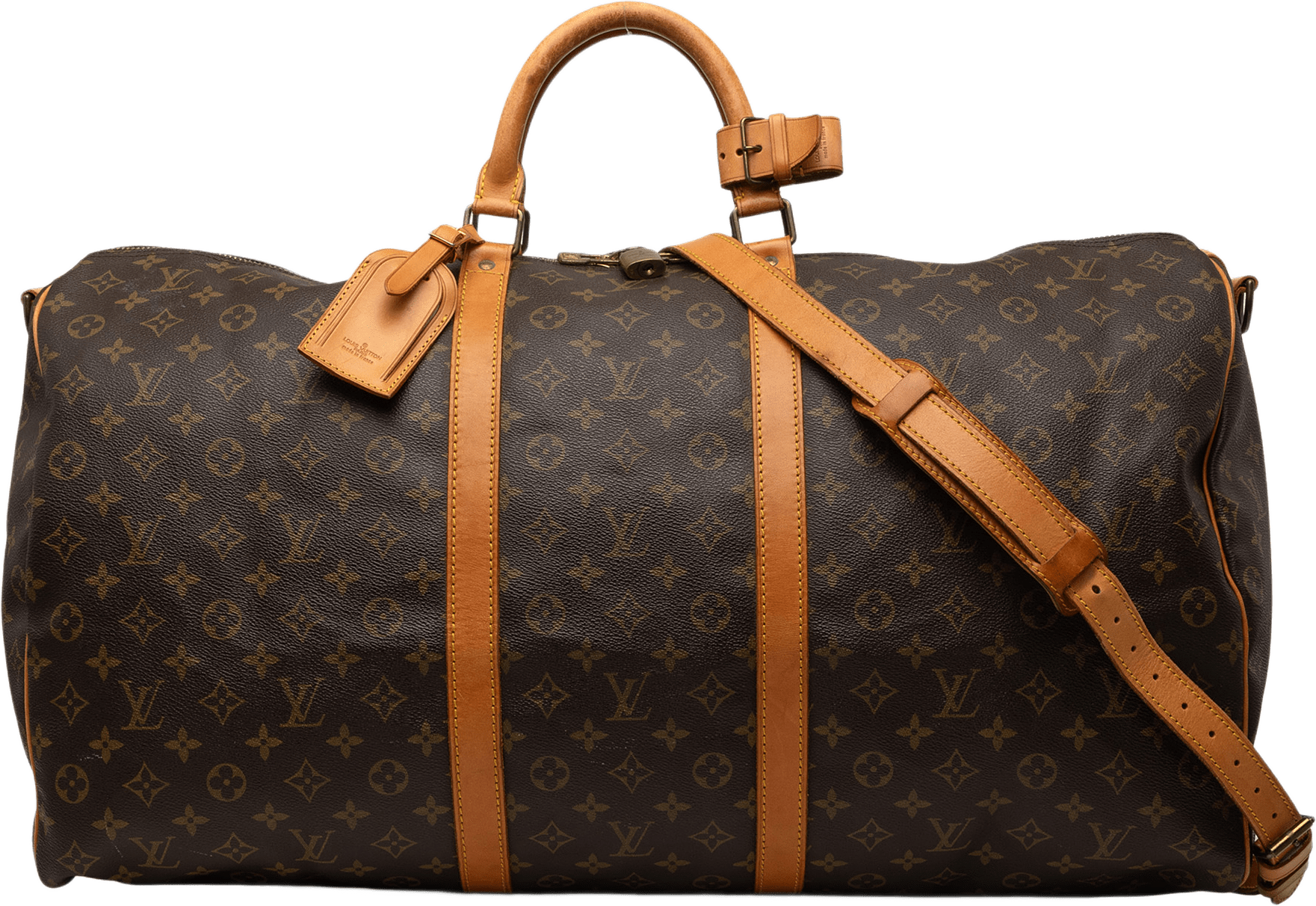 Louis Vuitton Monogram Keepall Bandouliere 60, från Luxclusif, i färgen brun.