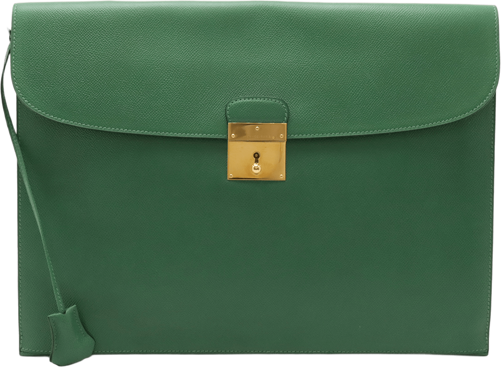 Hermès Courchevel Kirius Clutch, från Luxclusif, i färgen grön.