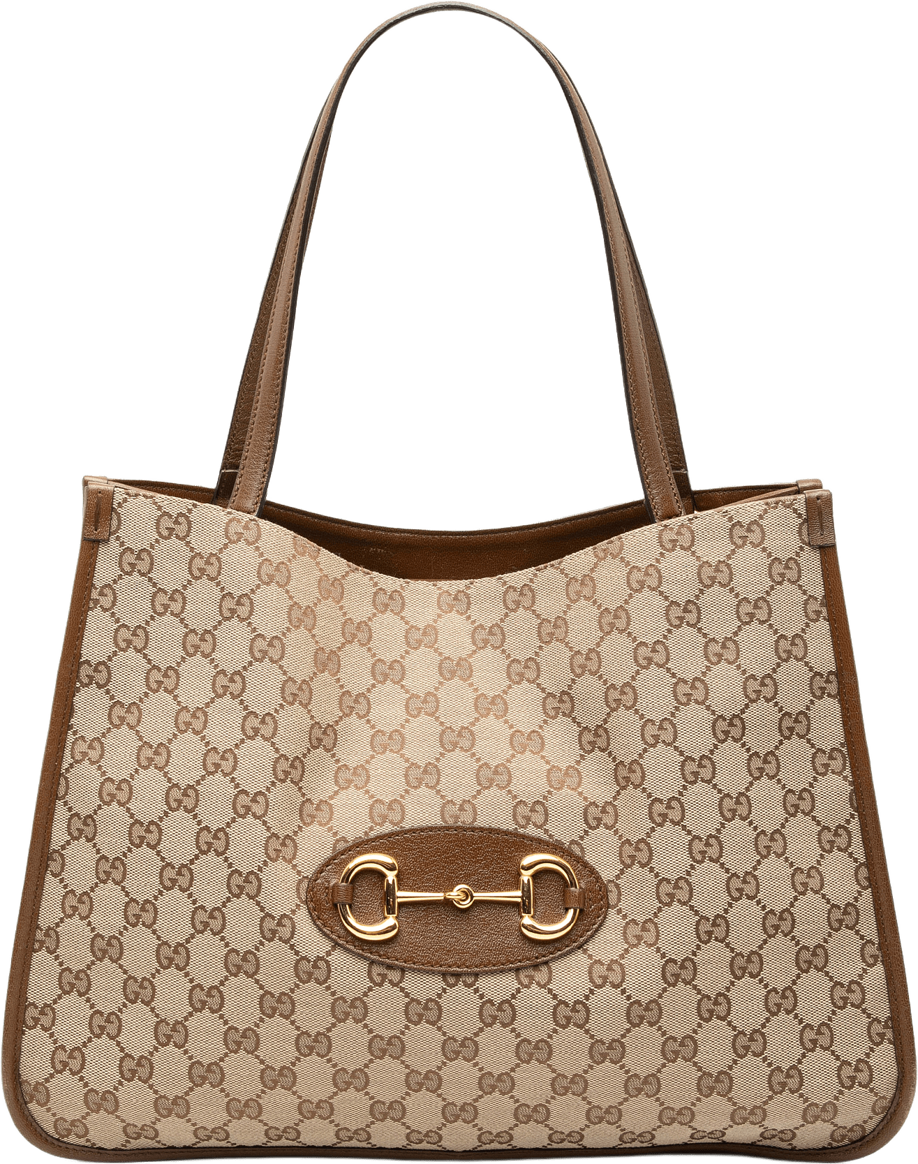 Gucci Medium Gg Canvas Horsebit 1955 Tote, från Luxclusif, i färgen beige.