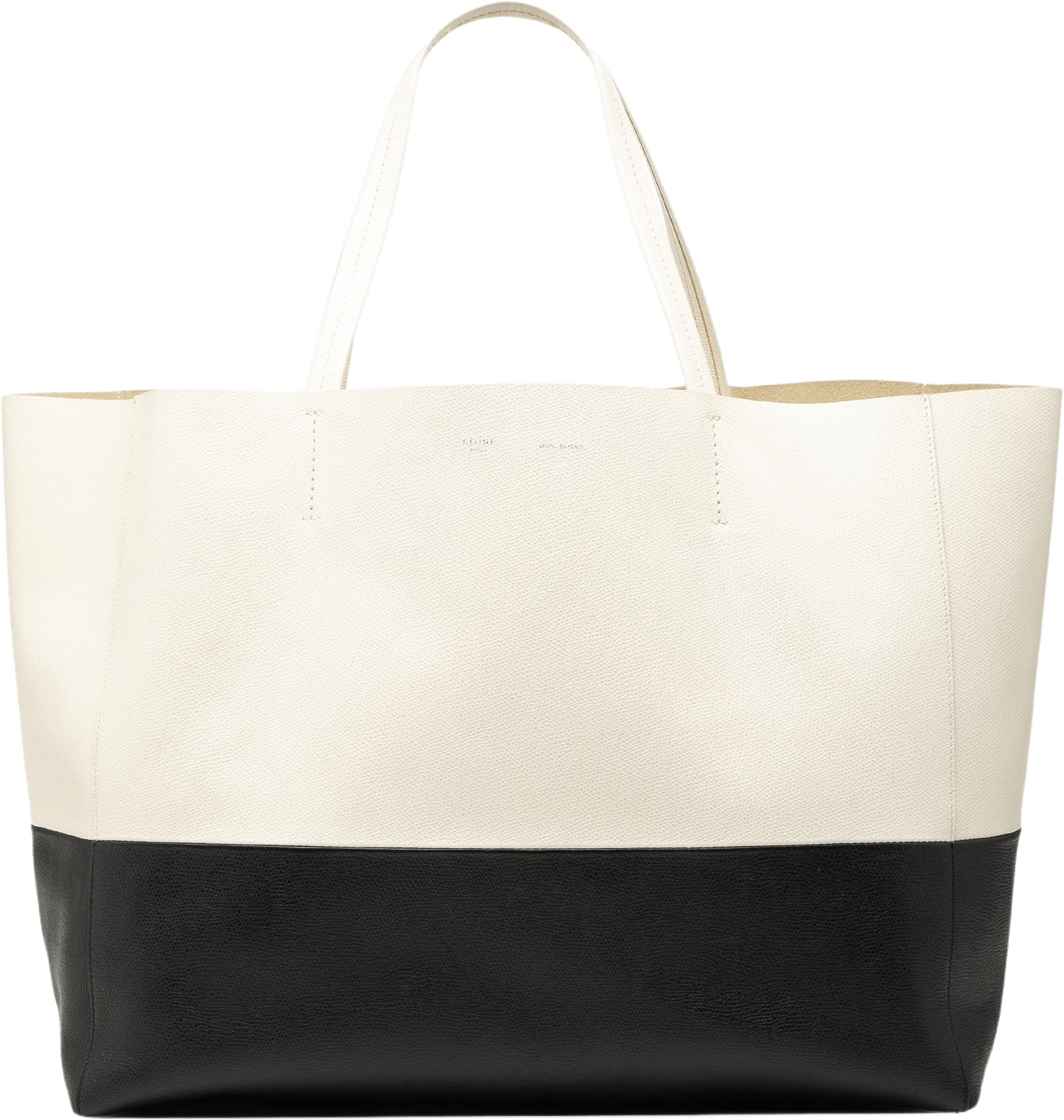 Celine Bicolor Calfskin Horizontal Cabas Tote, från Luxclusif, i färgen white.
