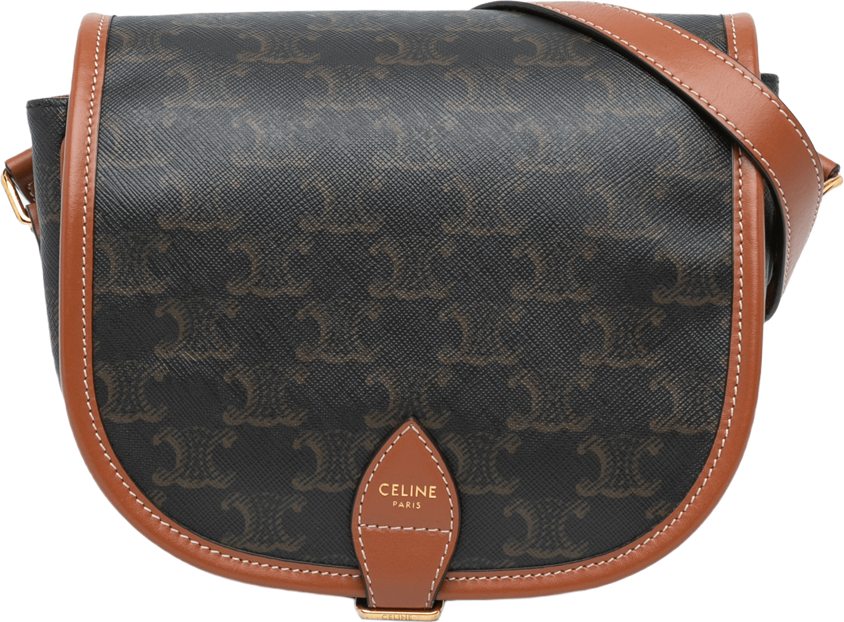 Celine Medium Triomphe Coated Canvas Folco Crossbody