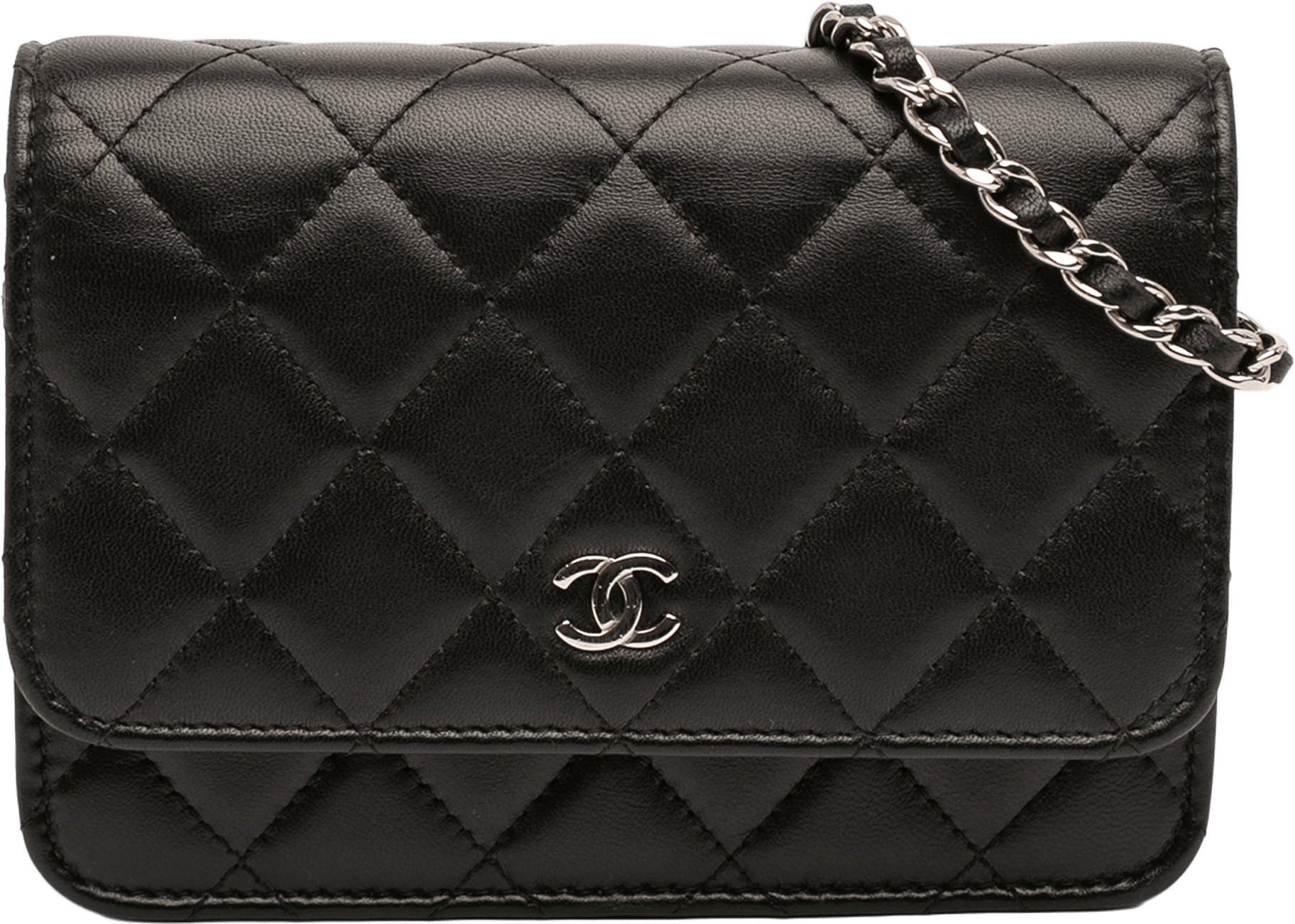Chanel Mini Cc Lambskin Wallet On Chain, från Luxclusif, i färgen black.