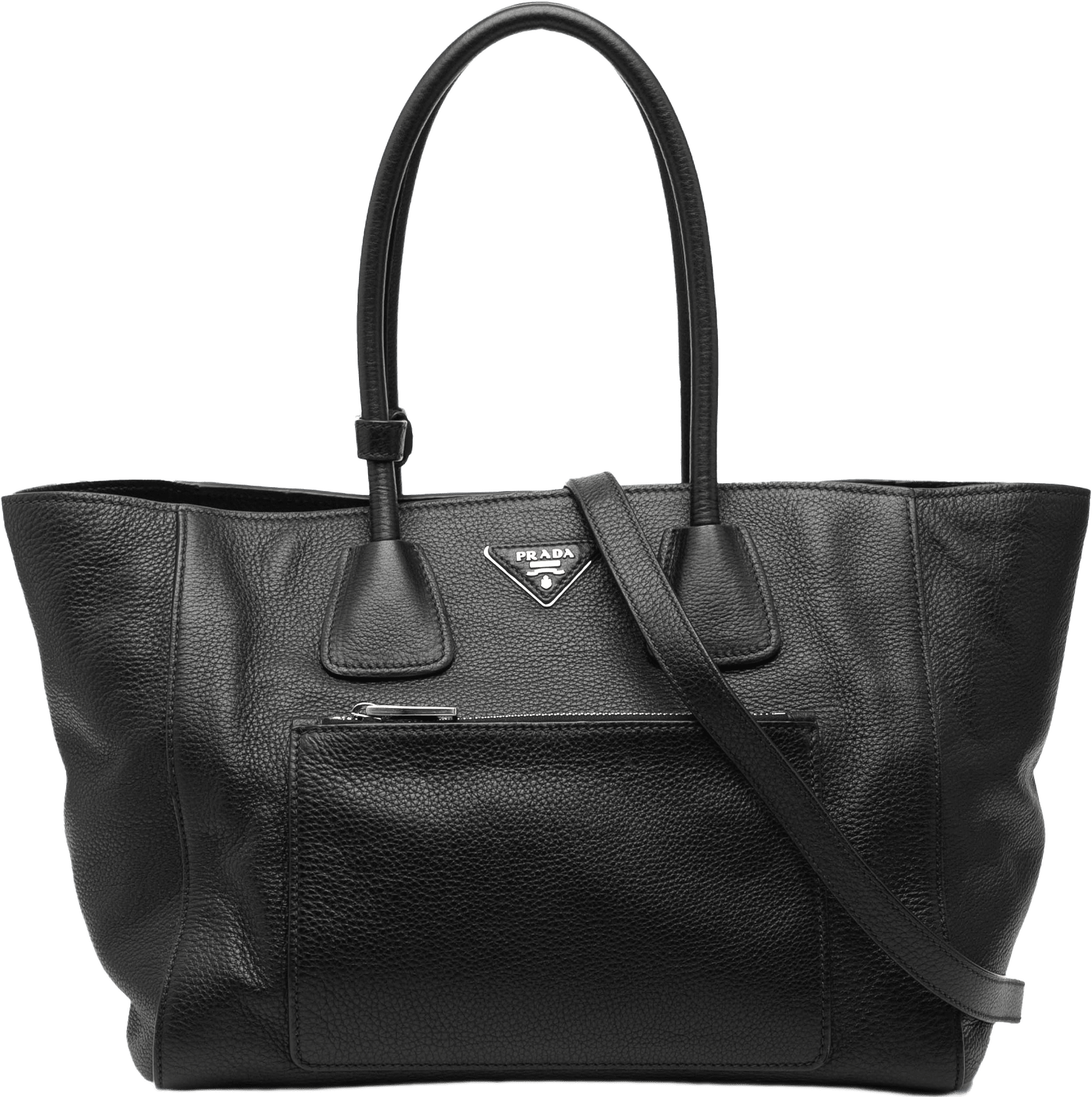 Prada Vitello Daino Shopping Tote, från Luxclusif, i färgen black.