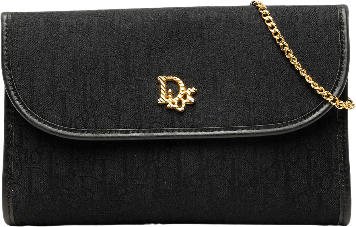 Dior Diorissimo Trotter Canvas Chain Shoulder Bag, från Luxclusif, i färgen svart.