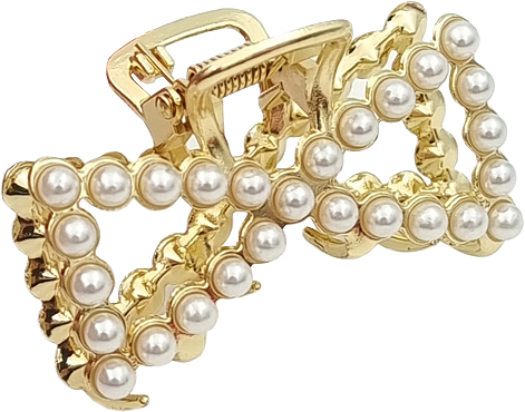 Liten Metalklämma Med Pärlor, från Complement, i färgen gold.