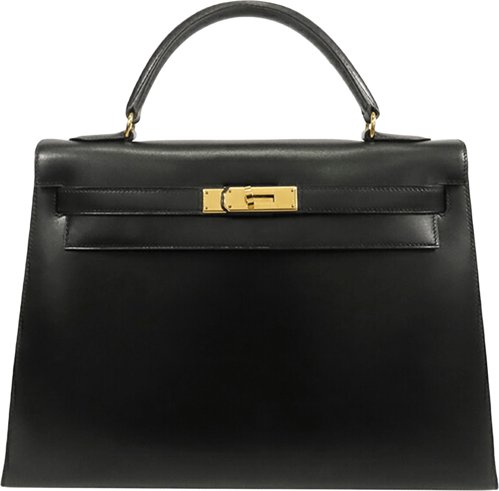 Hermès Box Calf Kelly Sellier 32, från Luxclusif, i färgen black.