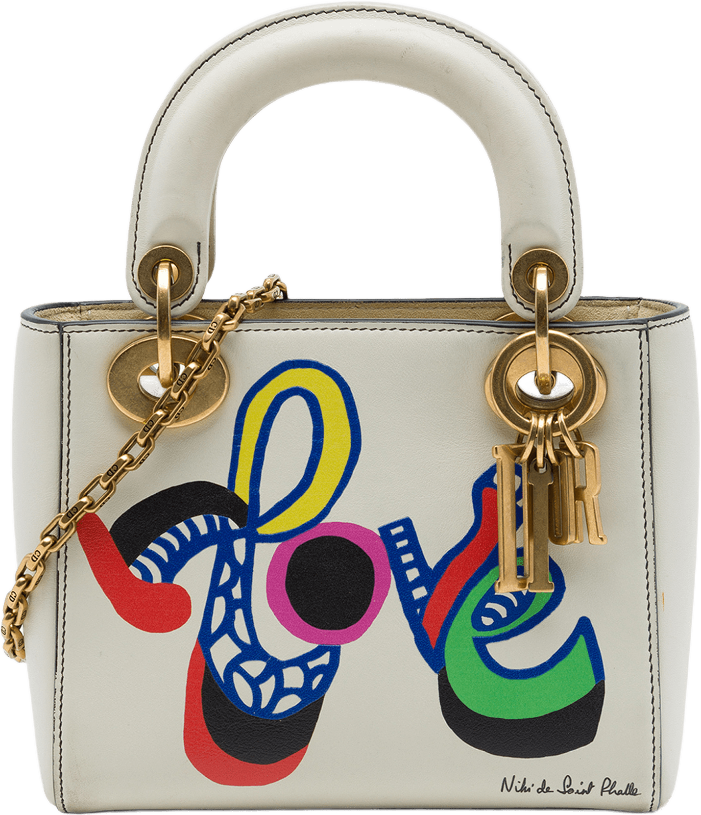 Dior Dioramour Niki De Saint Phalle Mini Calfskin Love Lady Dior, från Luxclusif, i färgen vit.