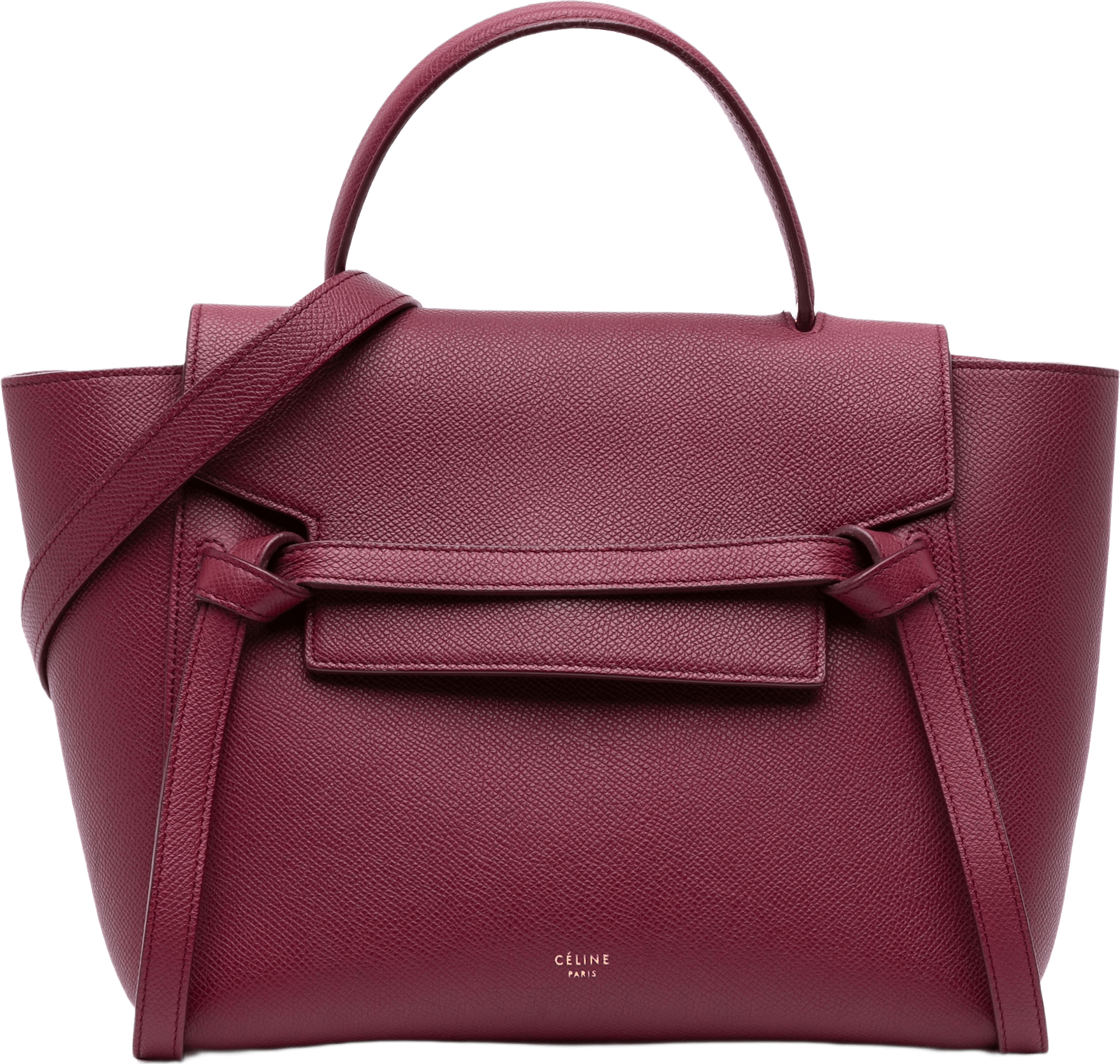 Celine Micro Grained Calfskin Belt Bag, från Luxclusif, i färgen dark red.