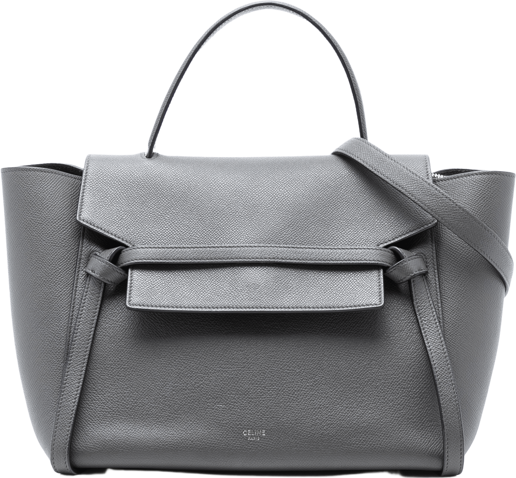 Celine Mini Grained Calfskin Belt Bag, från Luxclusif, i färgen dark gray.