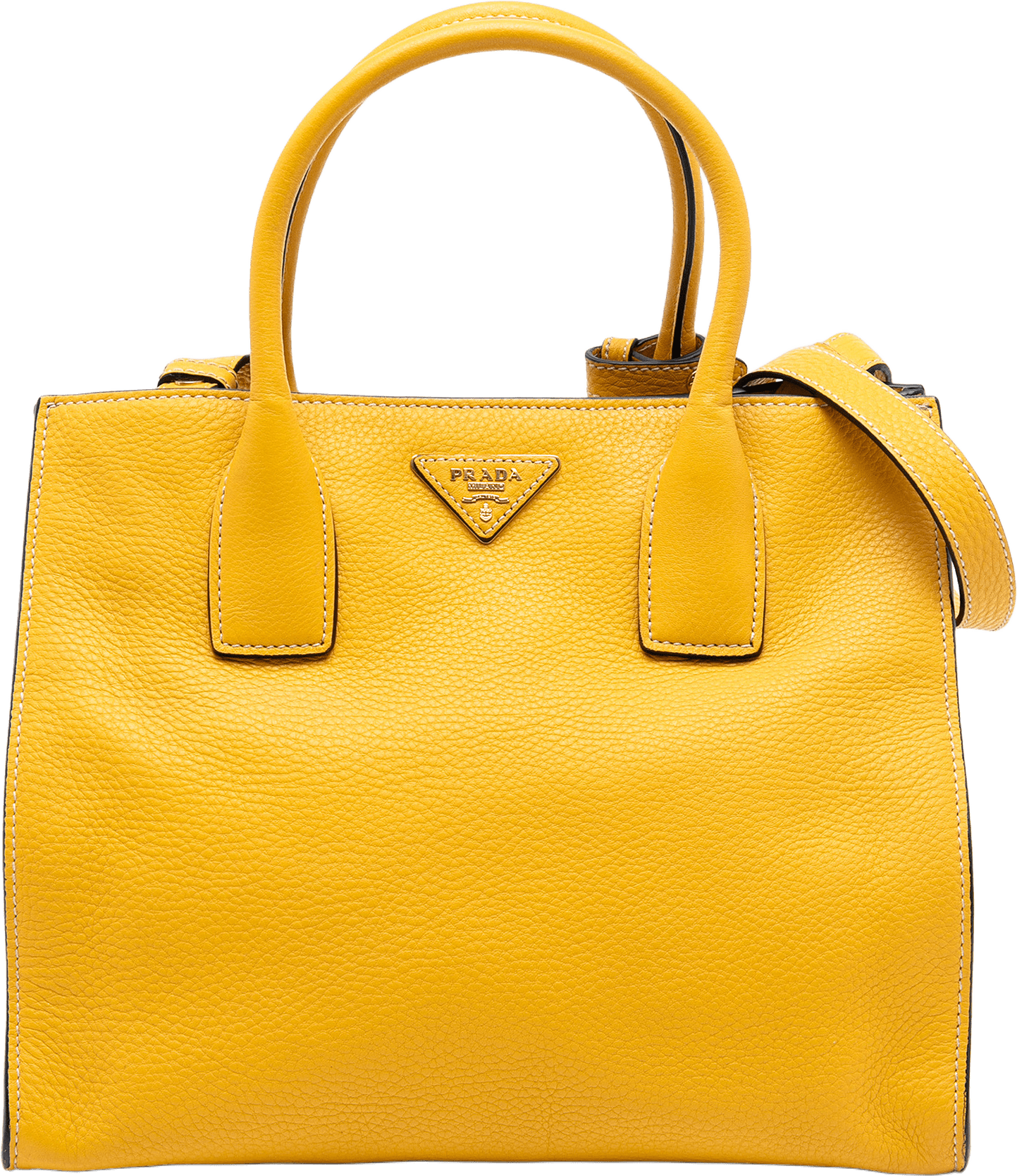 Prada Vitello Daino Open Convertible Tote, från Luxclusif, i färgen yellow.