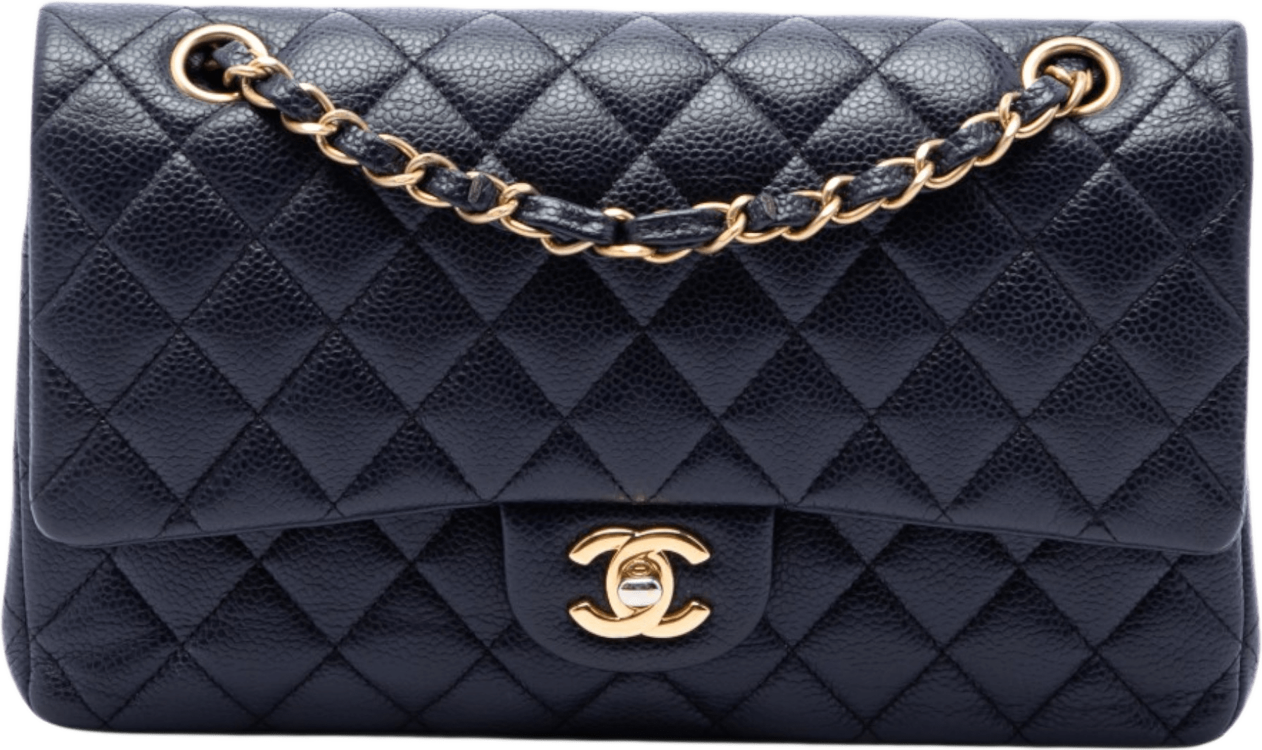 Chanel Medium Classic Caviar Double Flap, från Luxclusif, i färgen blå.