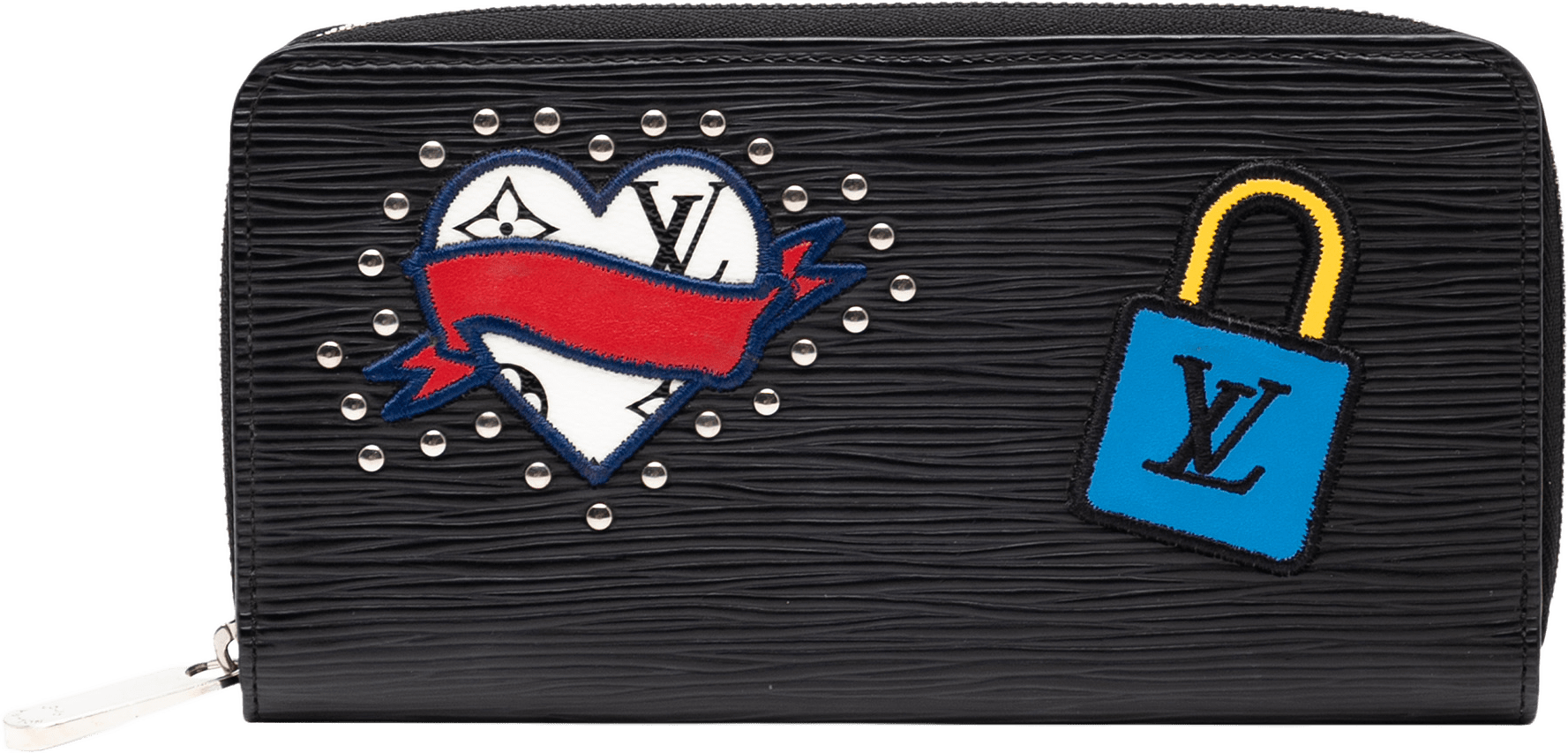 Louis Vuitton Epi Patches Zippy Wallet, från Luxclusif, i färgen black.