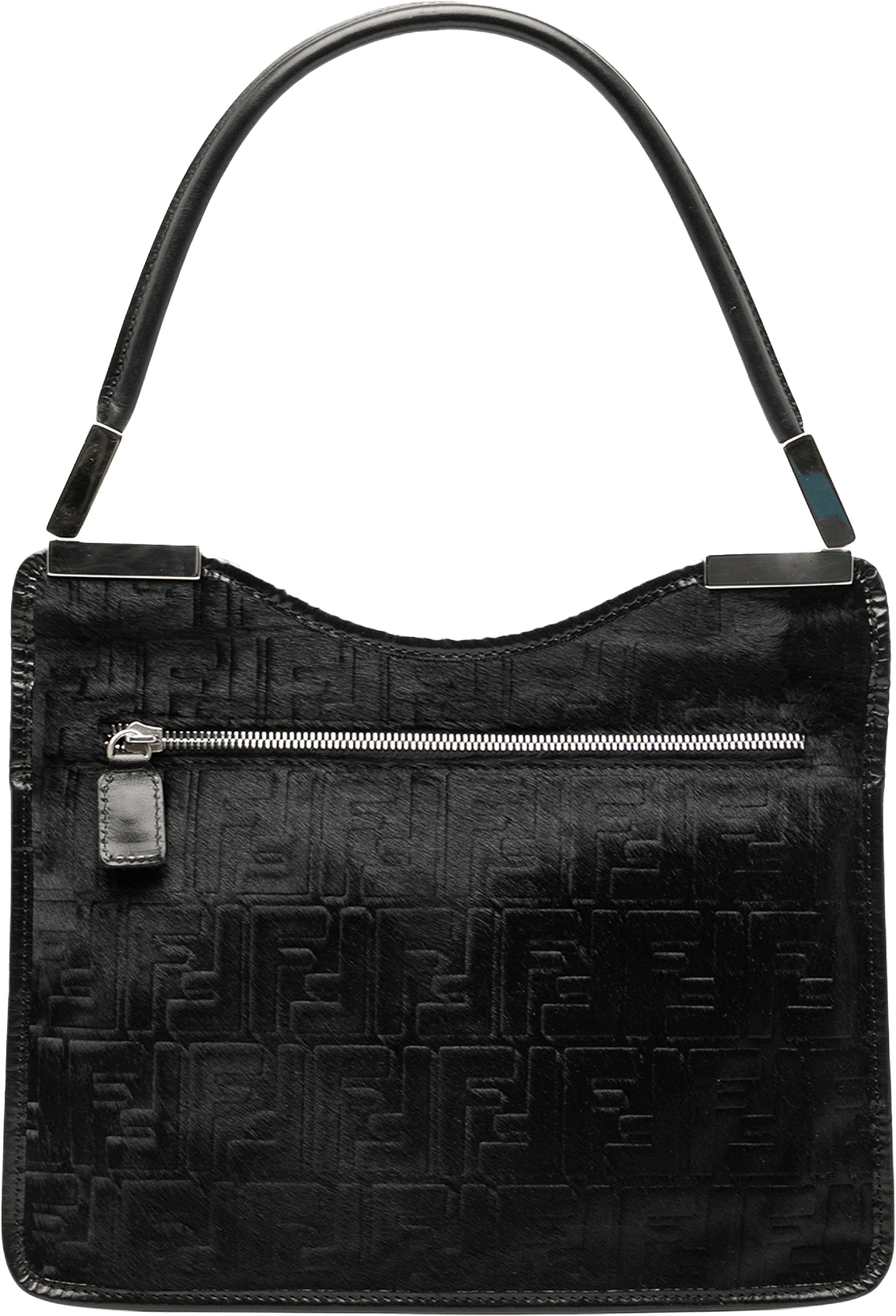 Fendi Zucca Pony Hair Shoulder Bag, från Luxclusif, i färgen black.