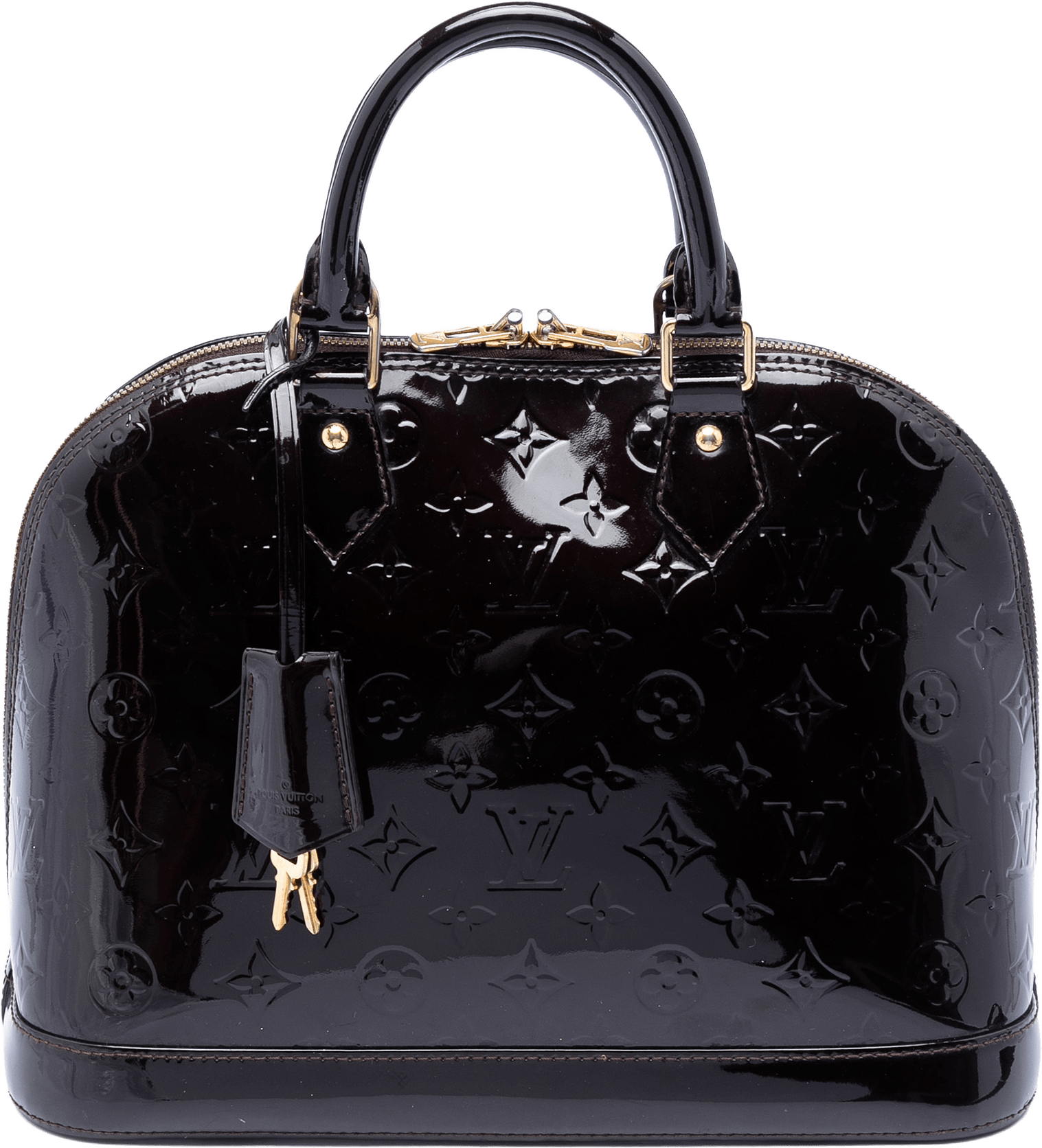 Louis Vuitton Monogram Vernis Alma Pm, från Luxclusif, i färgen plum.