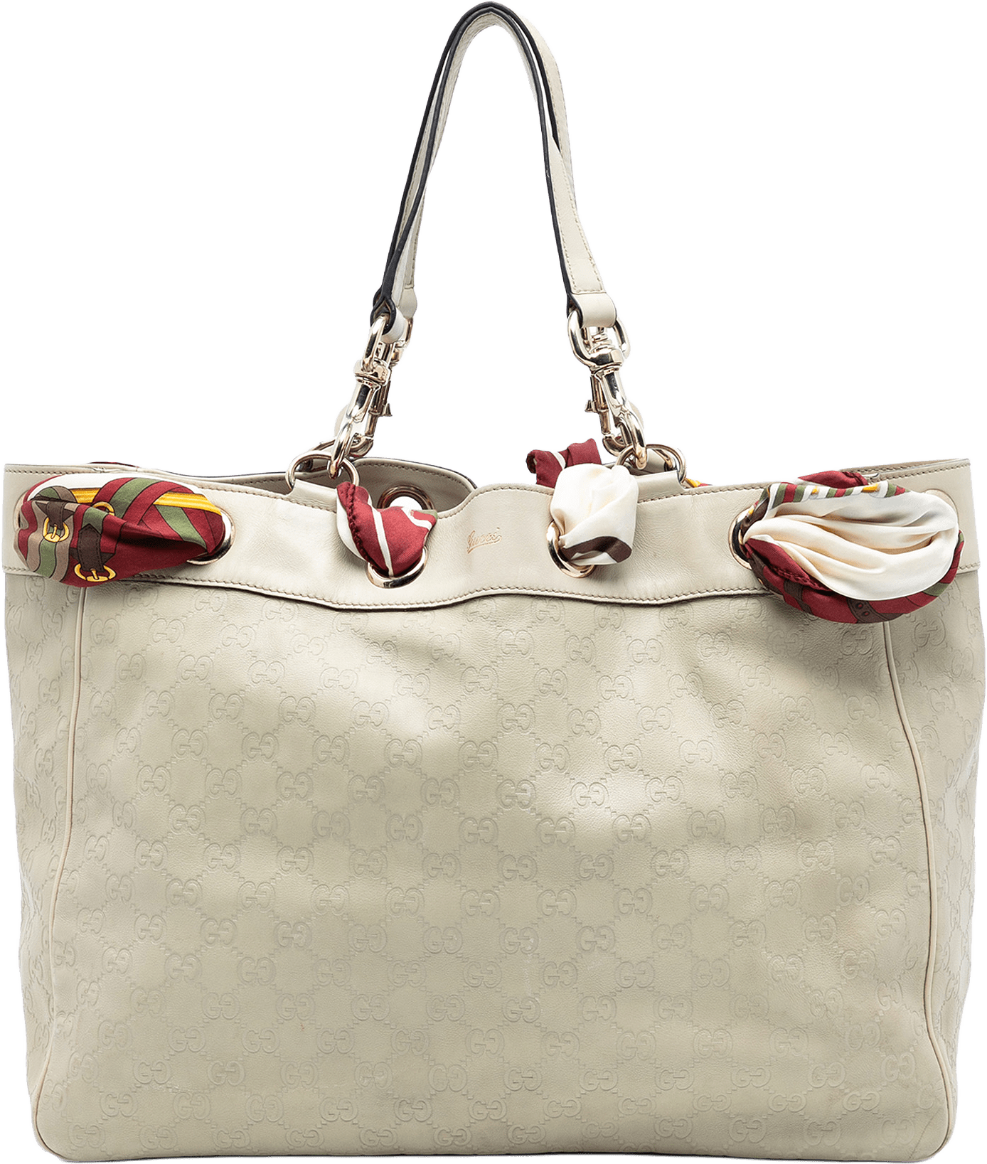 Gucci Large Guccissima Positano Scarf Tote, från Luxclusif, i färgen beige.