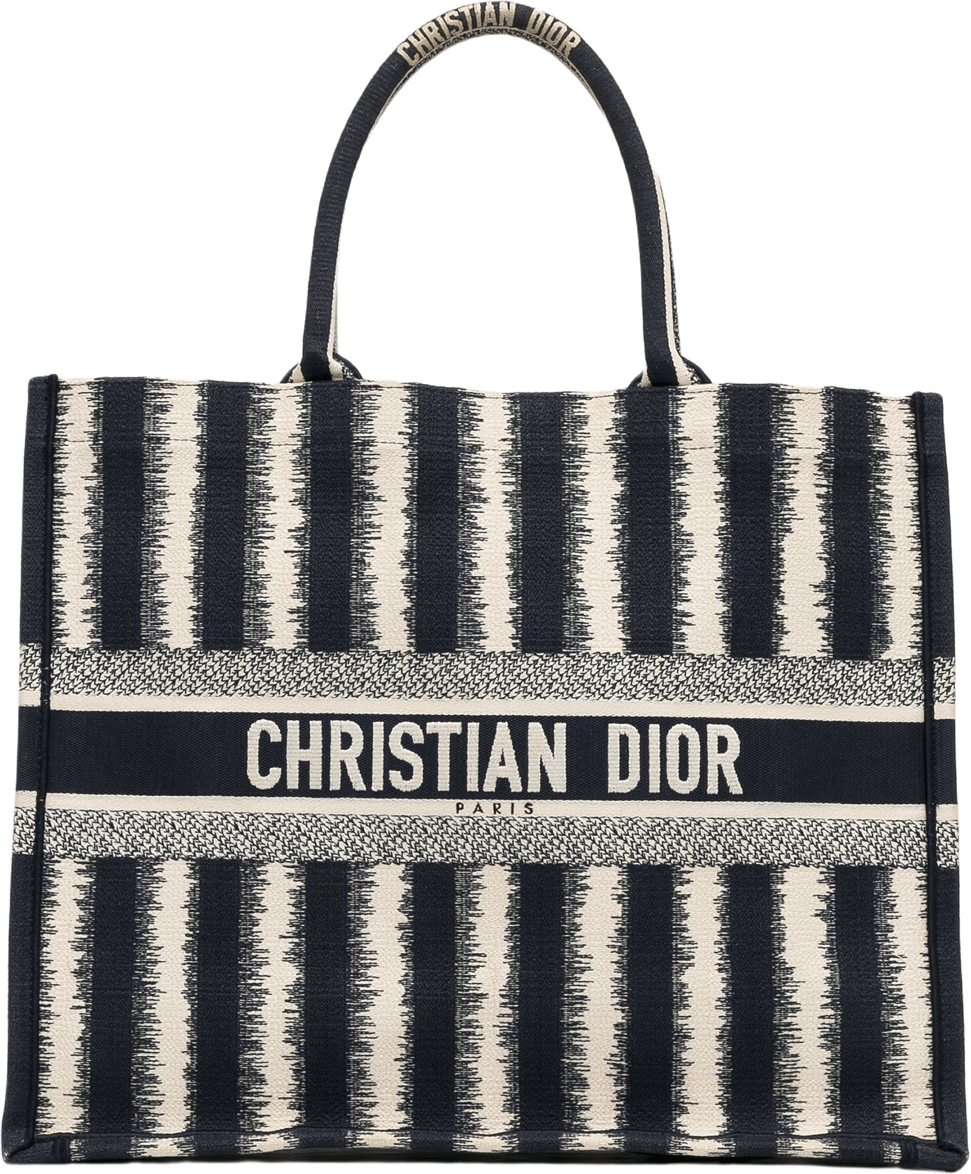 Dior Large Striped Book Tote, från Luxclusif, i färgen dark blue.