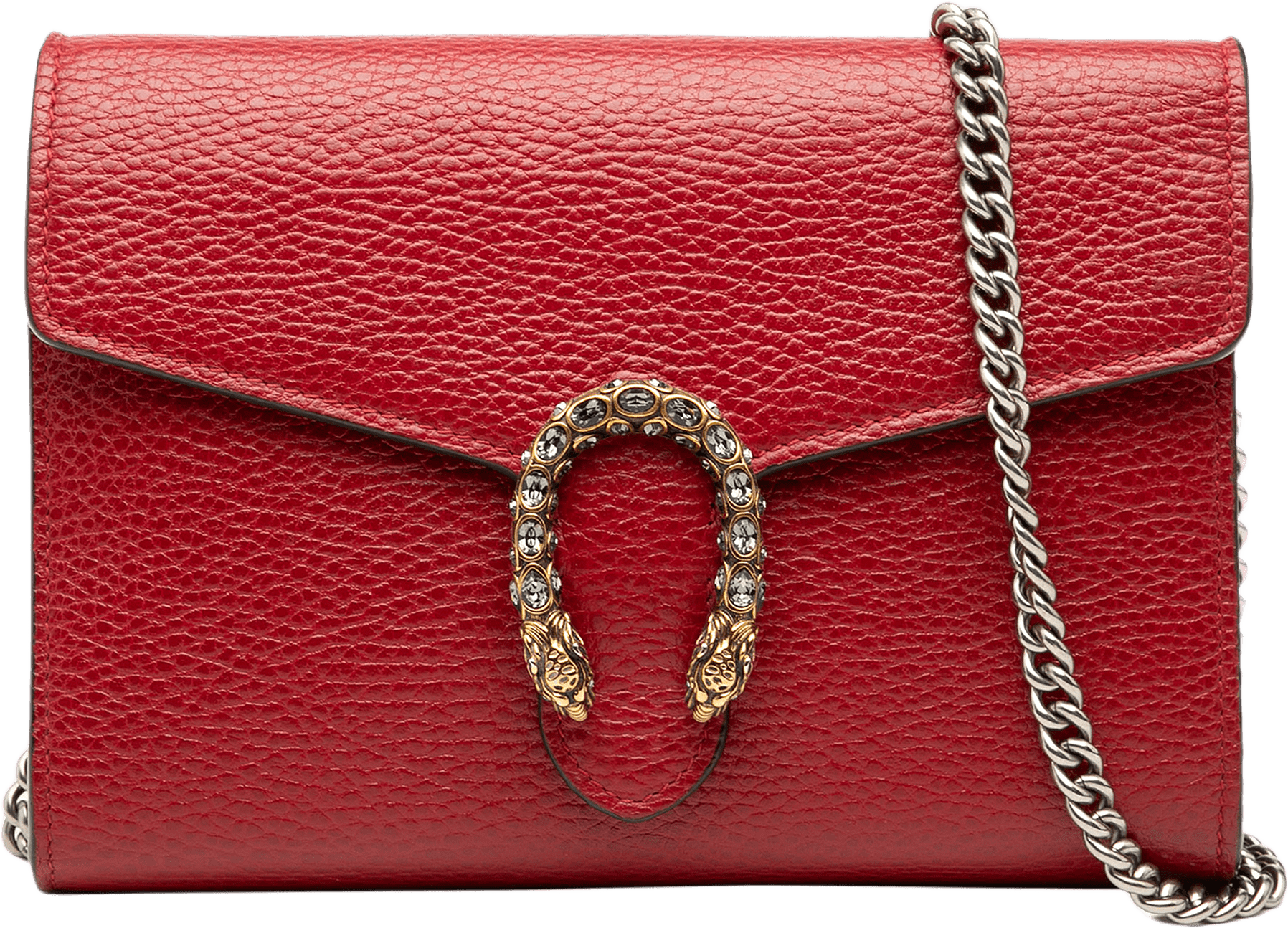 Gucci Leather Dionysus Wallet On Chain, från Luxclusif, i färgen red.
