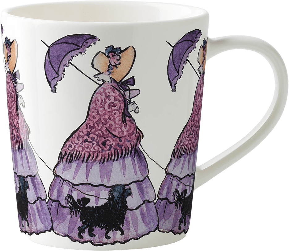 Elsa Beskow Mugg 40 cl with handle Aunt Lavender, från Design House Stockholm, i färgen Red.