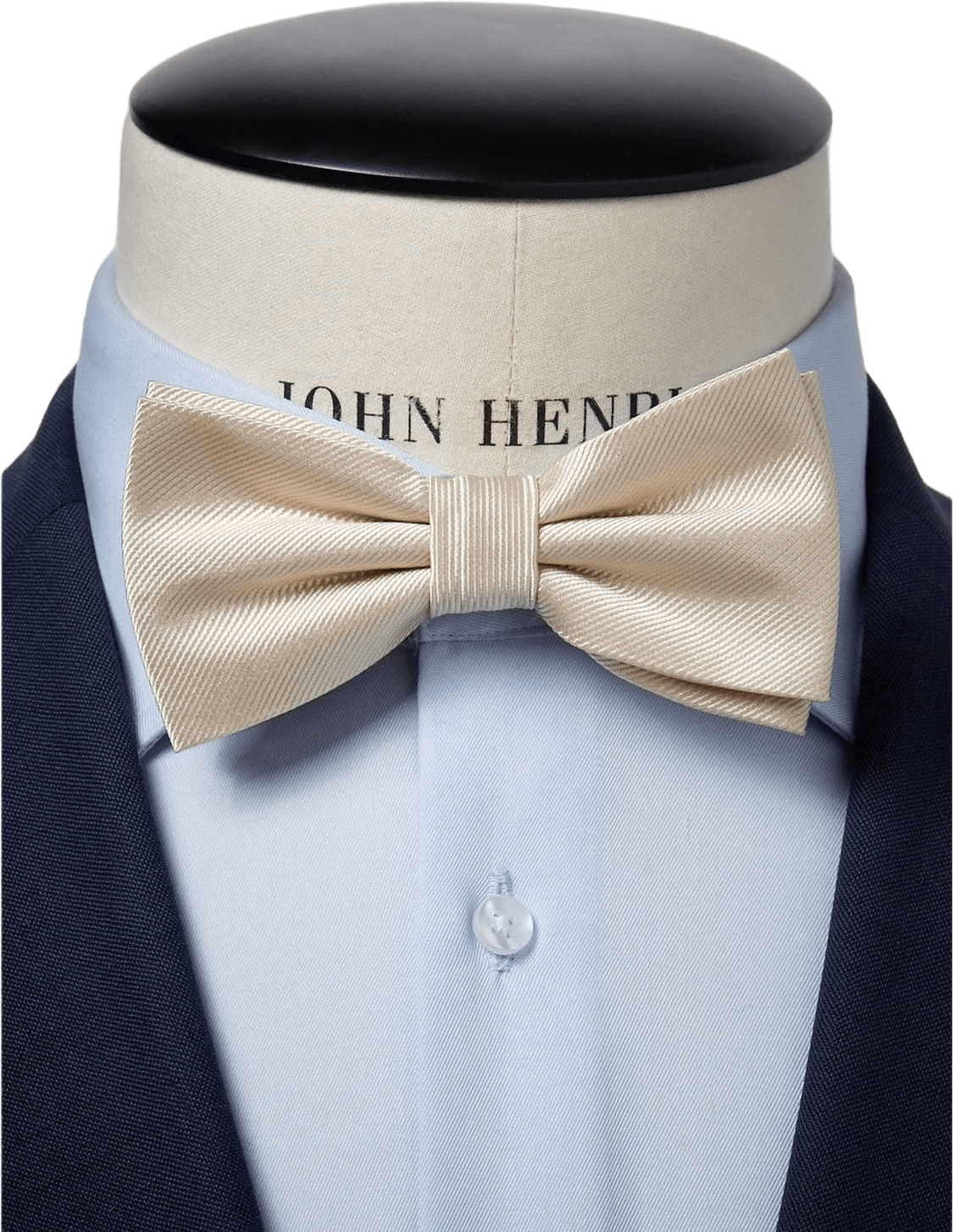 Silk Woven Rib Plain Pre Tied Bow Tie, från John Henric, i färgen champagne.