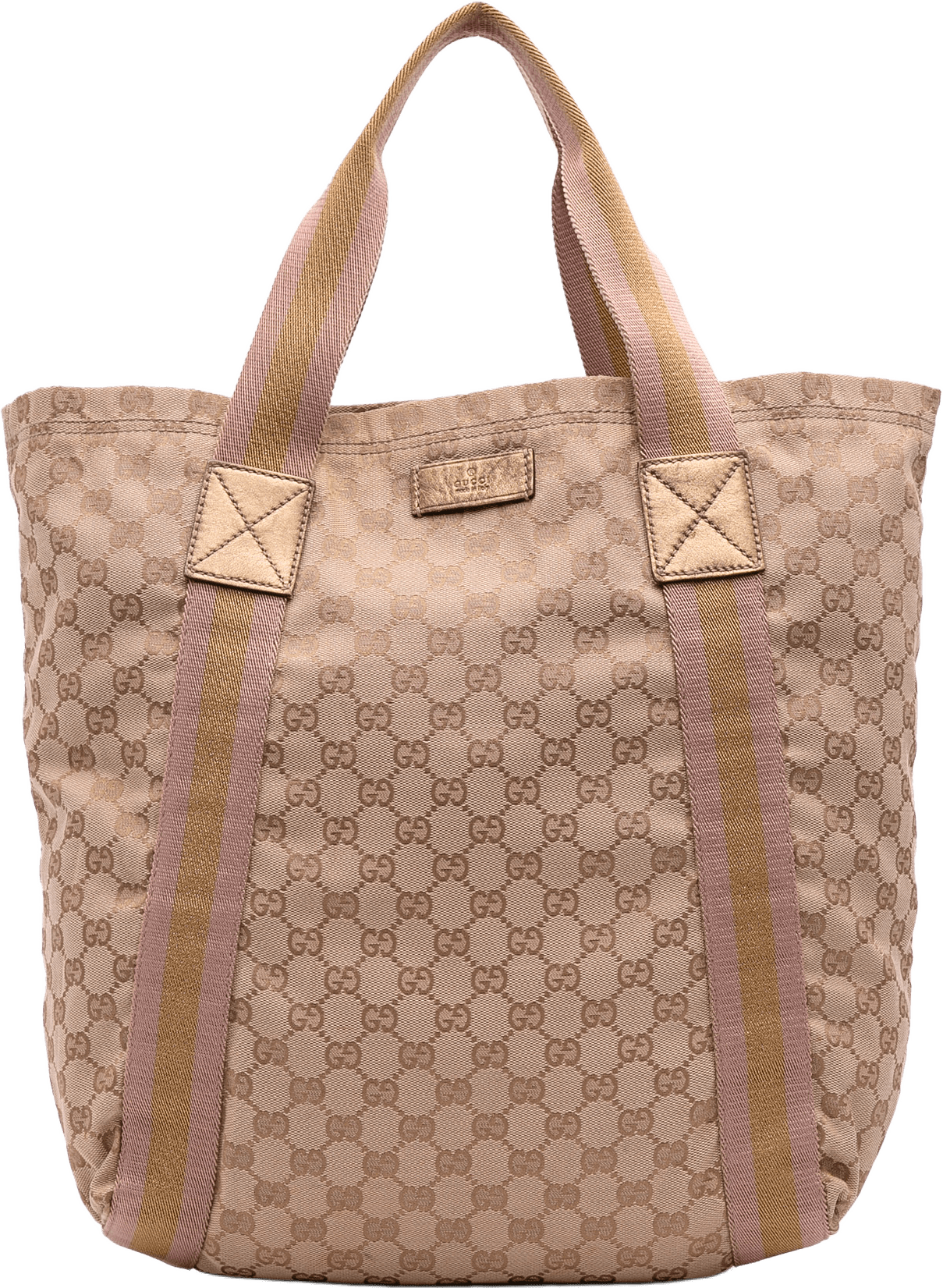 Gucci Gg Canvas Web Tote, från Luxclusif, i färgen beige.