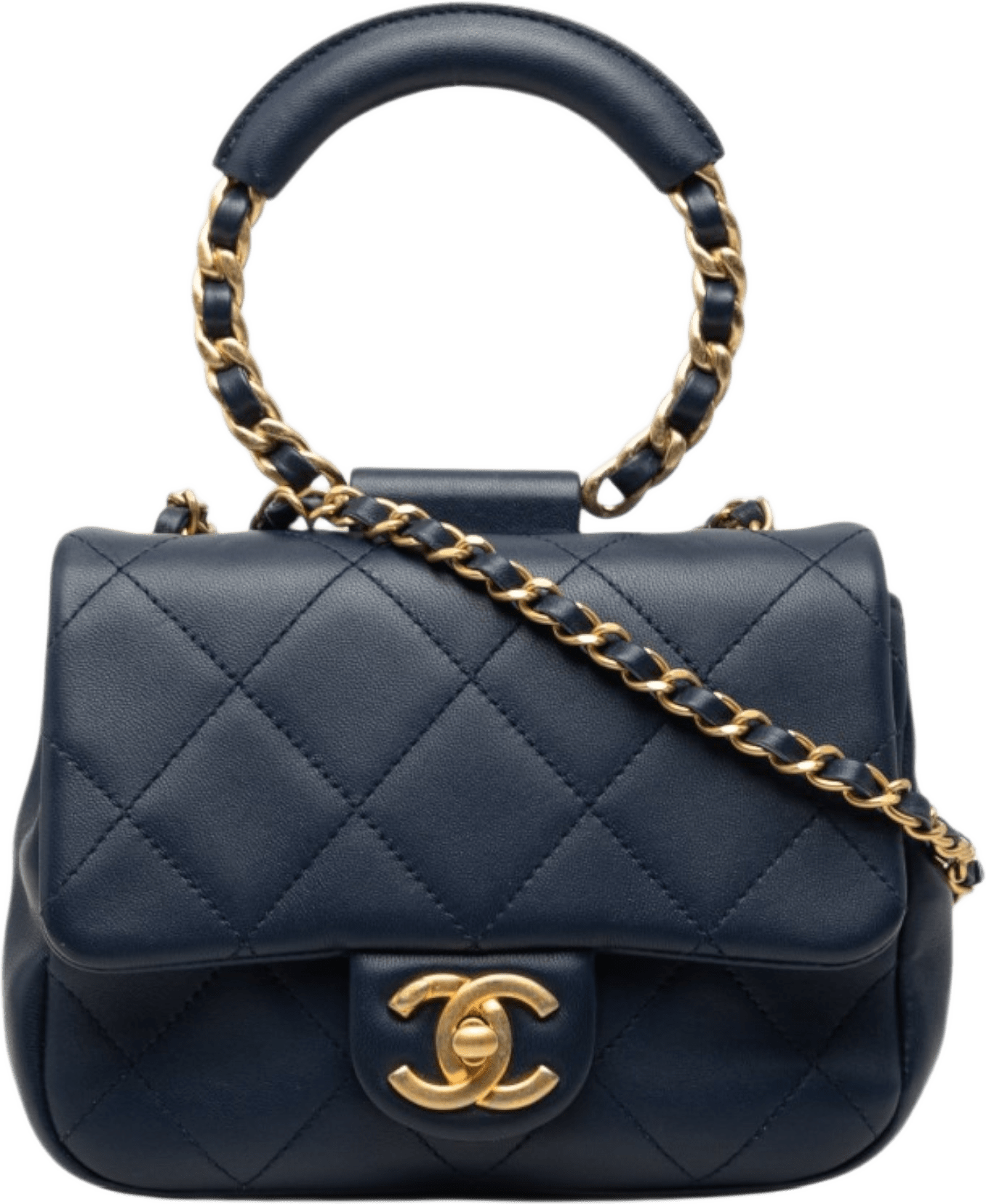 Chanel Mini Quilted Lambskin In The Loop Flap, från Luxclusif, i färgen blå.