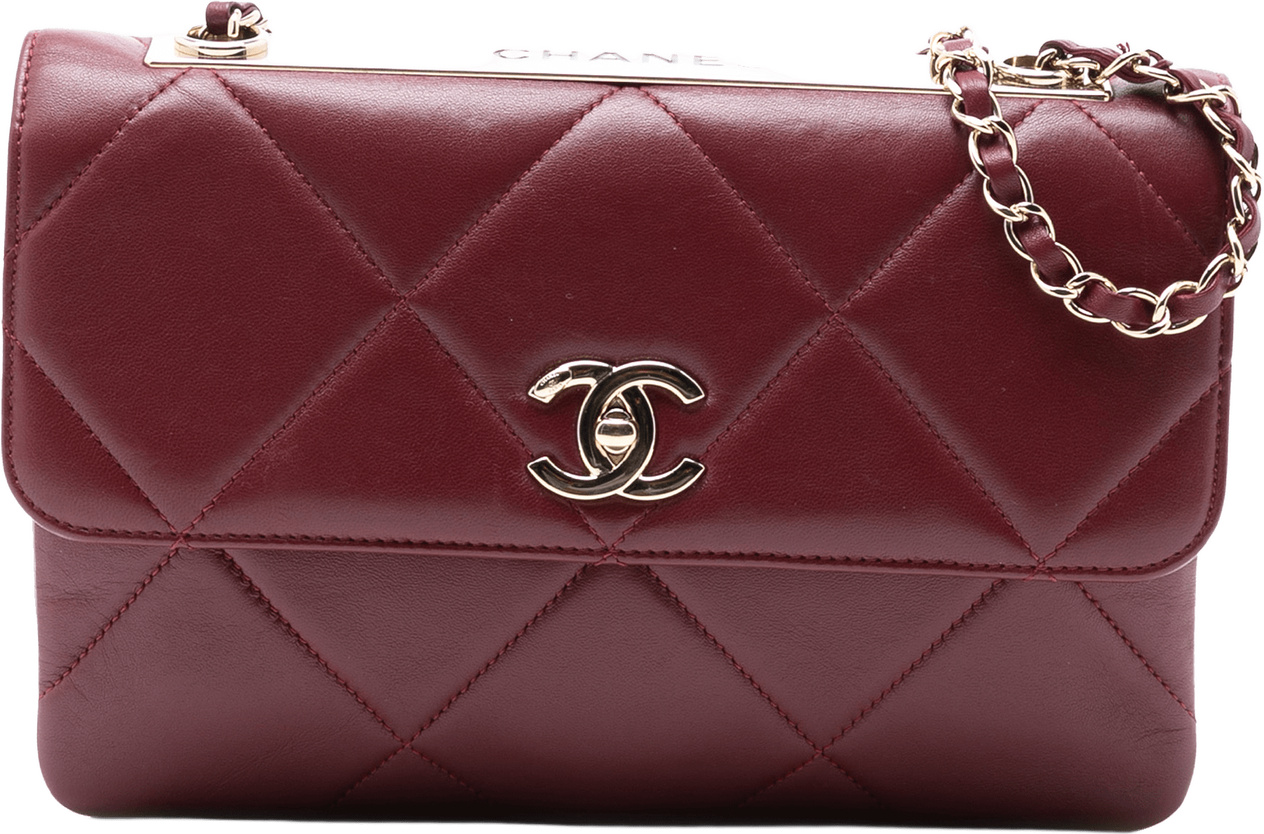 Chanel Quilted Lambskin Trendy Cc Flap, från Luxclusif, i färgen dark red.