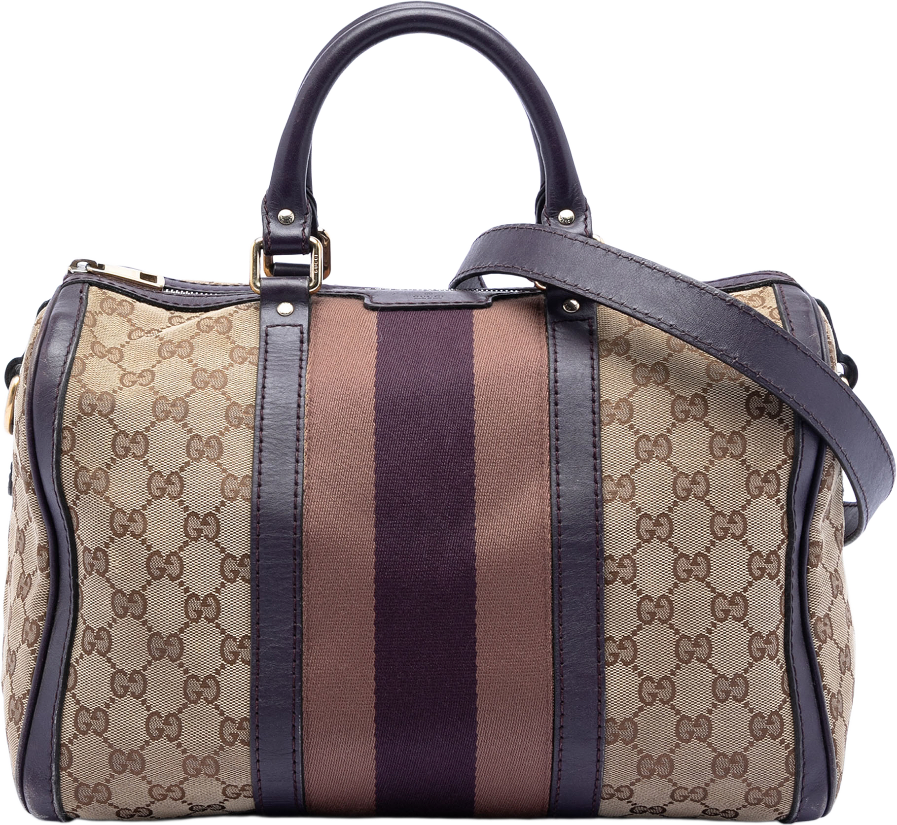 Gucci Medium Gg Canvas Web Joy Boston Bag, från Luxclusif, i färgen beige.
