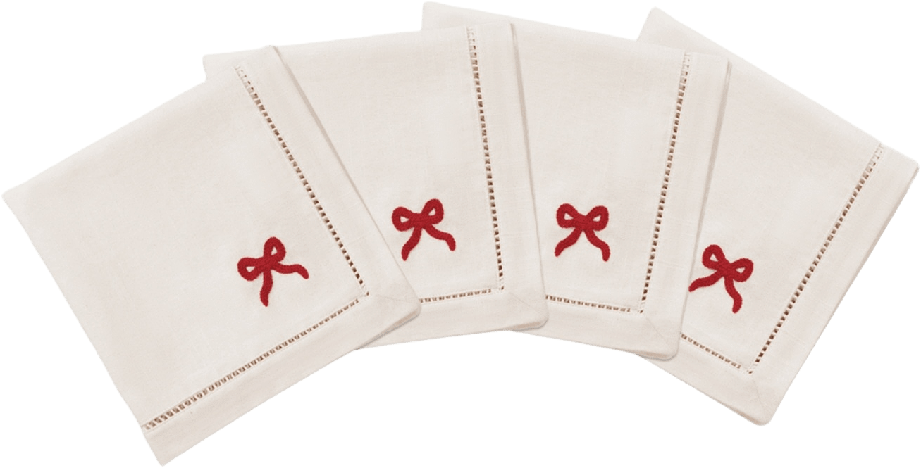 Bow Servett 4 Pack - 45x45 Cm, från Pick A Poppy, i färgen red.
