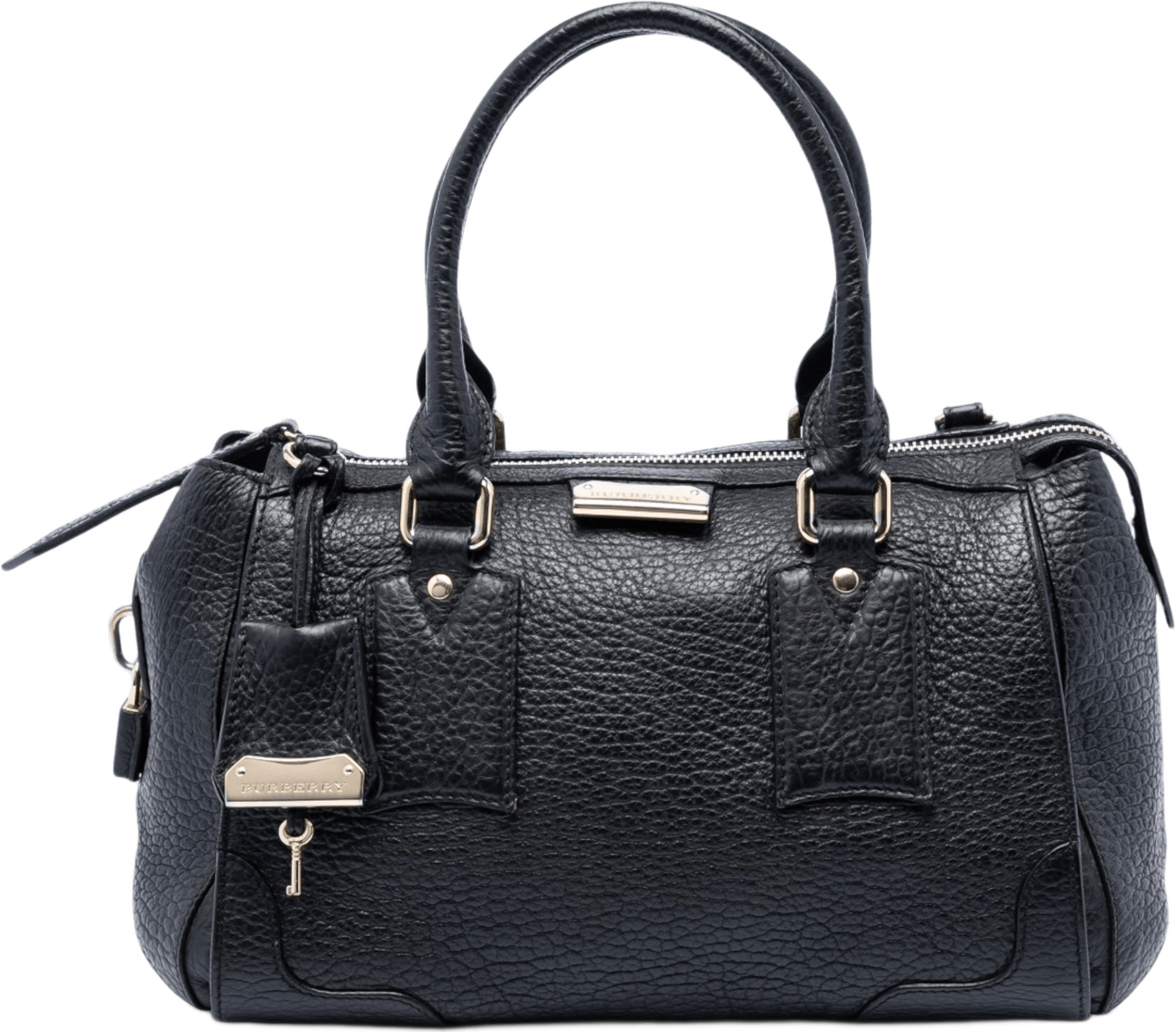 Burberry Small Heritage Grain Leather Gladstone Satchel, från Luxclusif, i färgen black.
