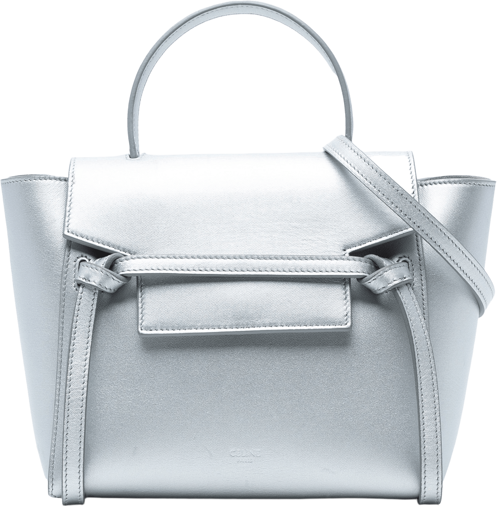 Celine Nano Laminated Calfskin Belt Bag, från Luxclusif, i färgen silver.