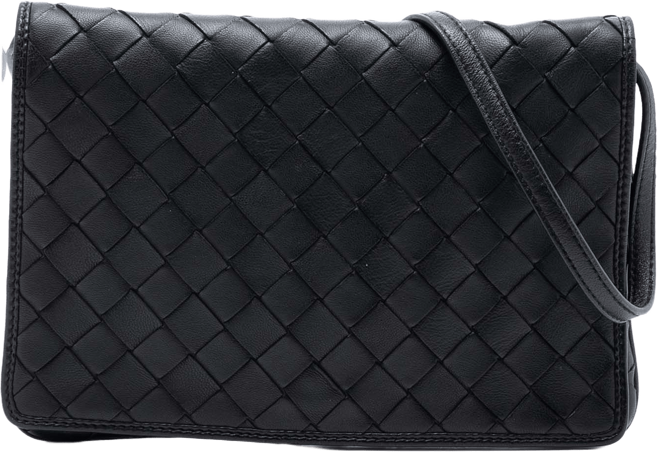 Bottega Veneta Nappa Intrecciato Flap Crossbody, från Luxclusif, i färgen black.