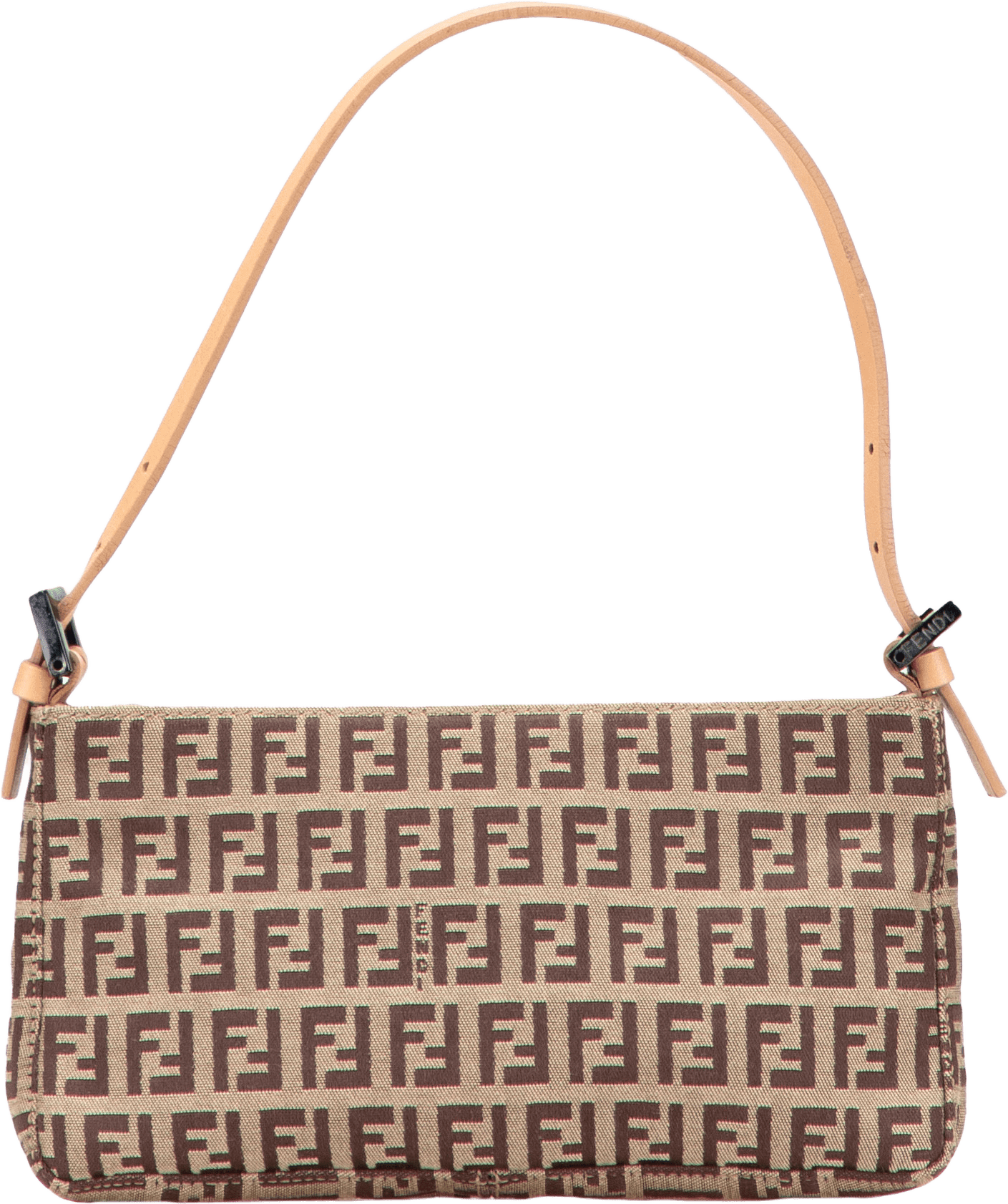Fendi Zucchino Canvas Pochette, från Luxclusif, i färgen light brown.