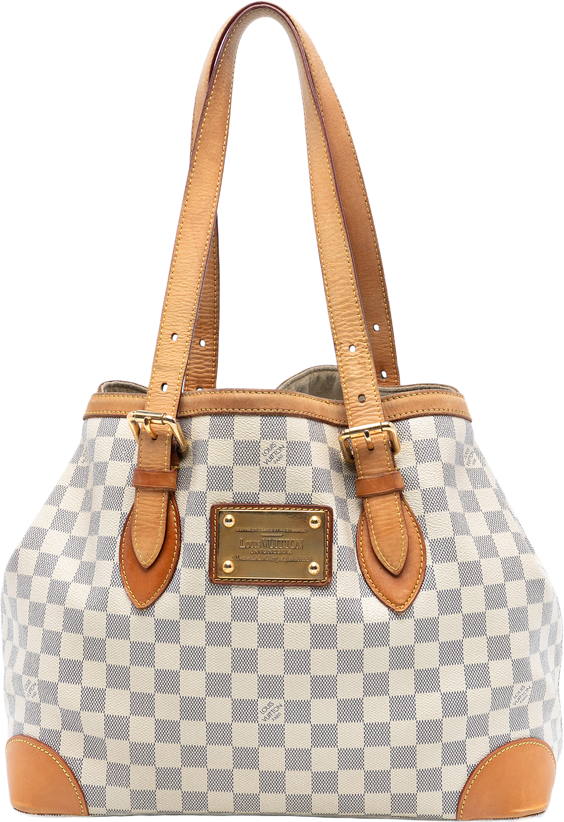 Louis Vuitton Damier Azur Hampstead Mm, från Luxclusif, i färgen white.