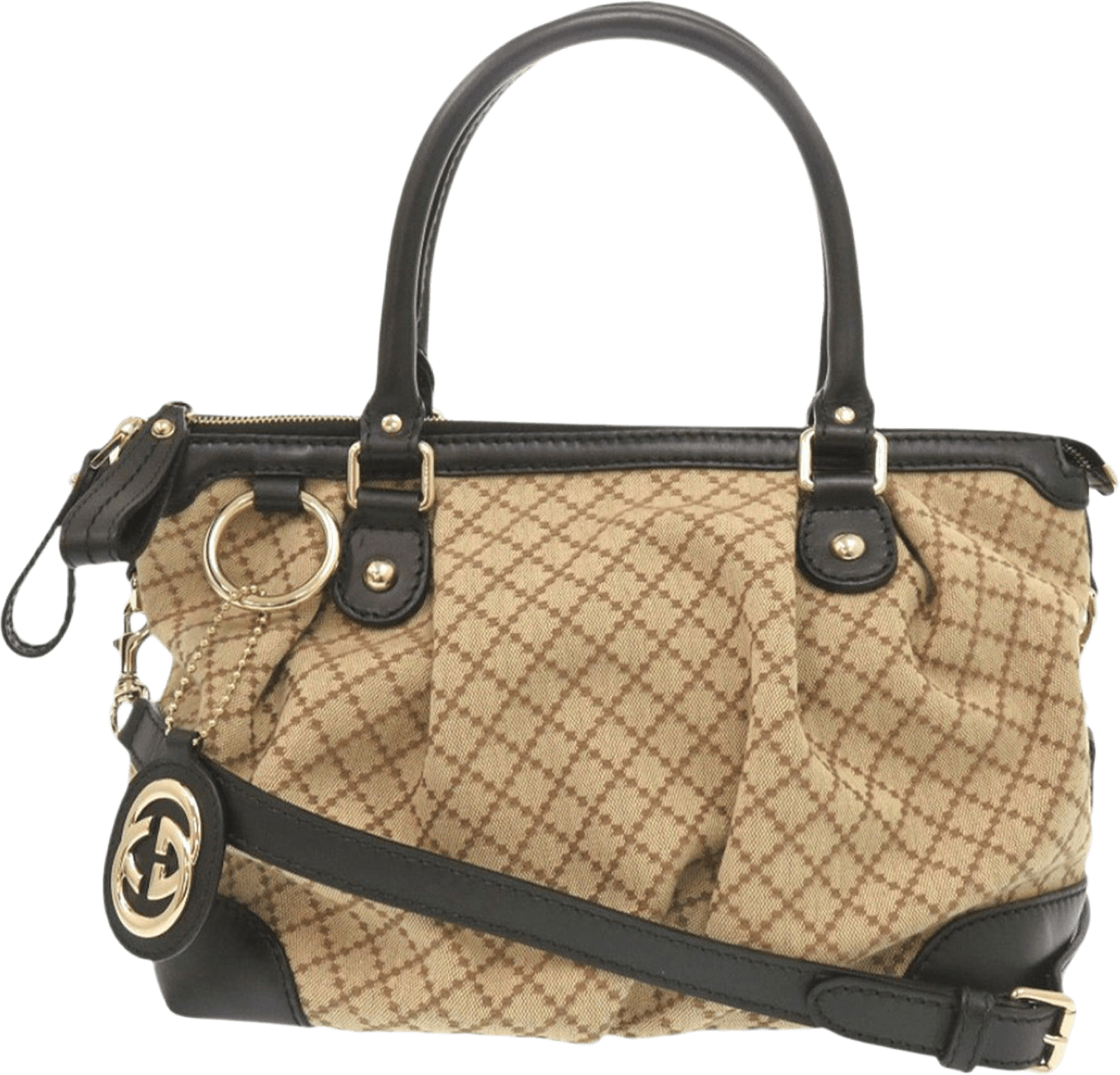 Gucci Diamante Canvas Sukey Satchel, från Luxclusif, i färgen beige.