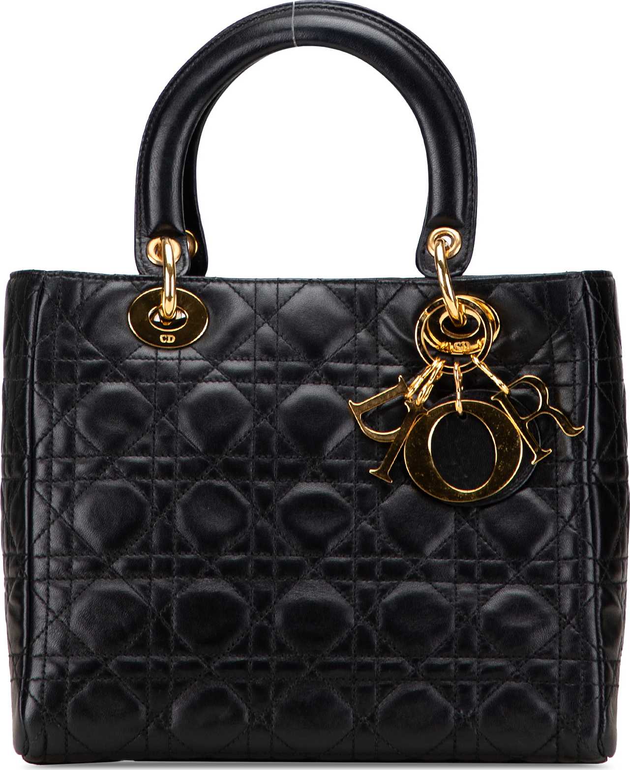 Dior Medium Lambskin Cannage Lady Dior, från Luxclusif, i färgen black.