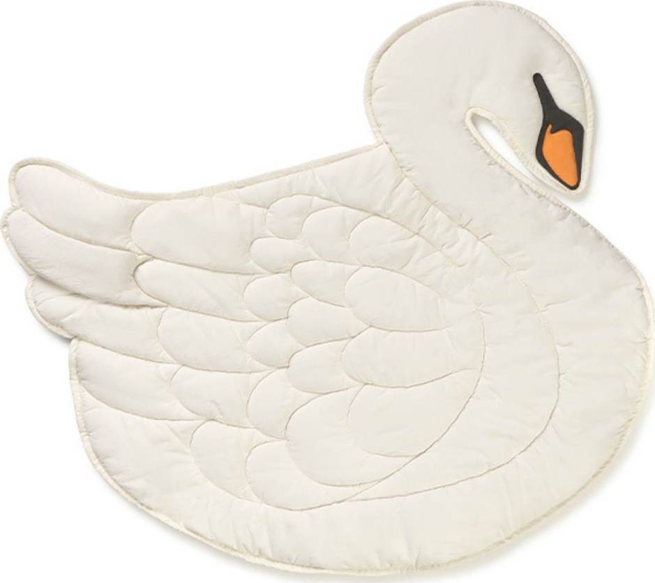 Lekmatta Swan, från LORENA CANALS, i färgen elfenben, safi orange, svart.