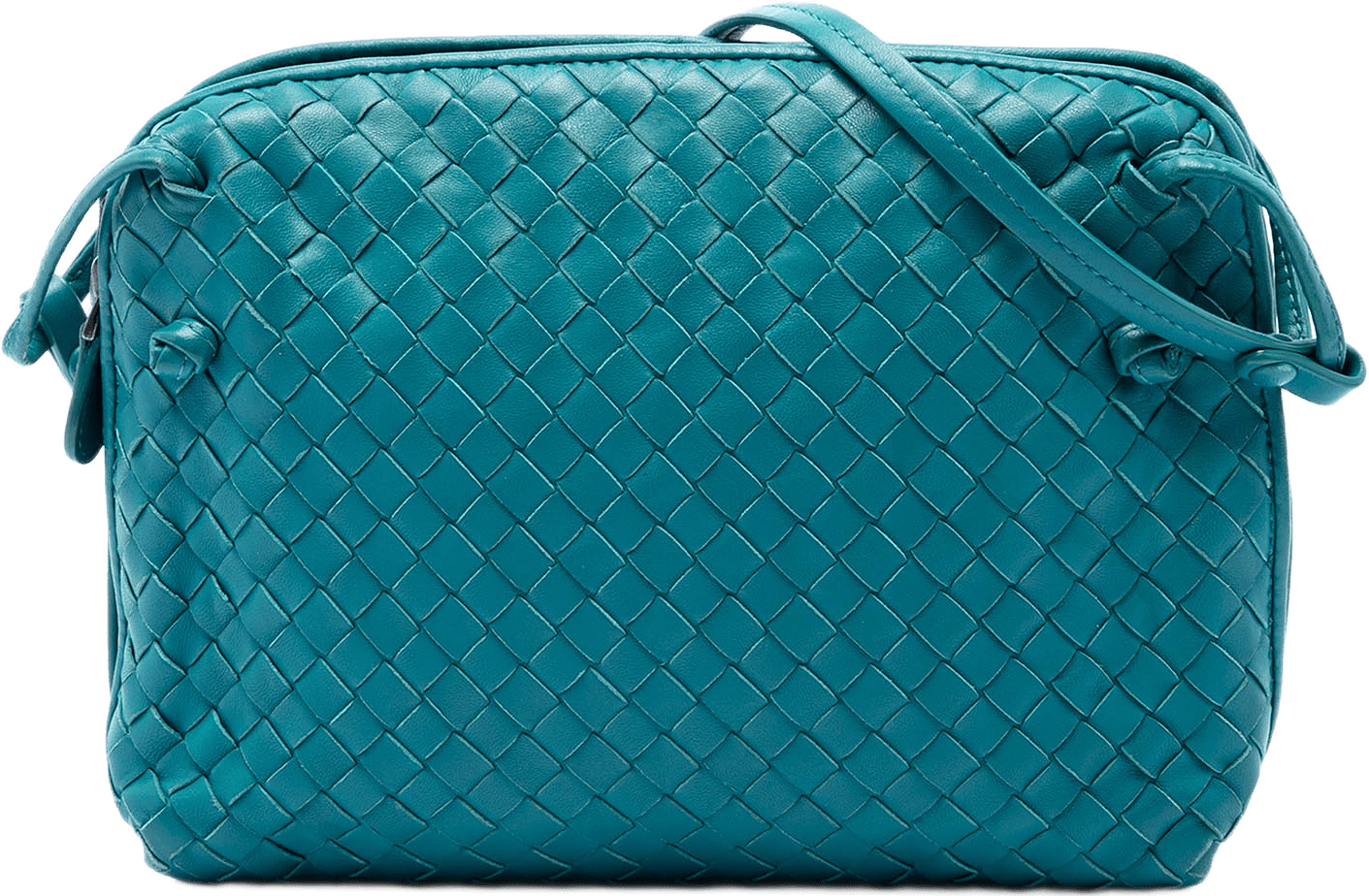 Bottega Veneta Mini Nappa Intrecciato Nodini Double Zip Crossbody, från Luxclusif, i färgen blå.