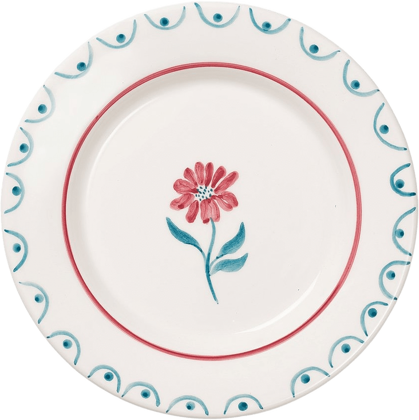 Cottage Flower Assiett - 22 Cm, från Pick A Poppy, i färgen teal.