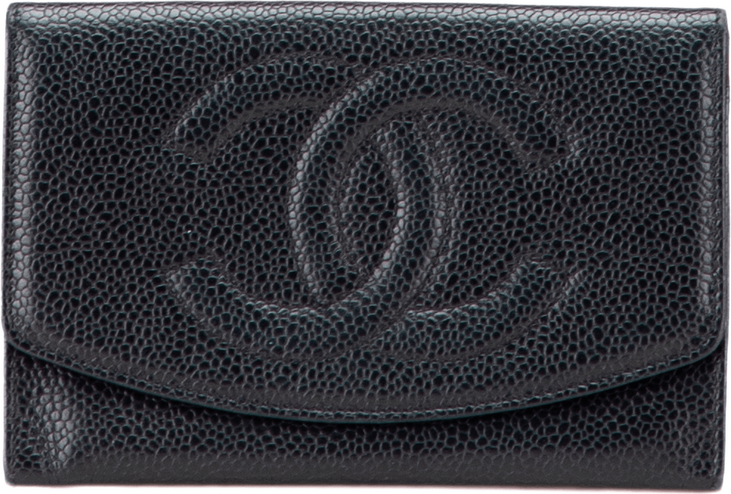 Chanel Cc Caviar Trifold Wallet, från Luxclusif, i färgen svart.
