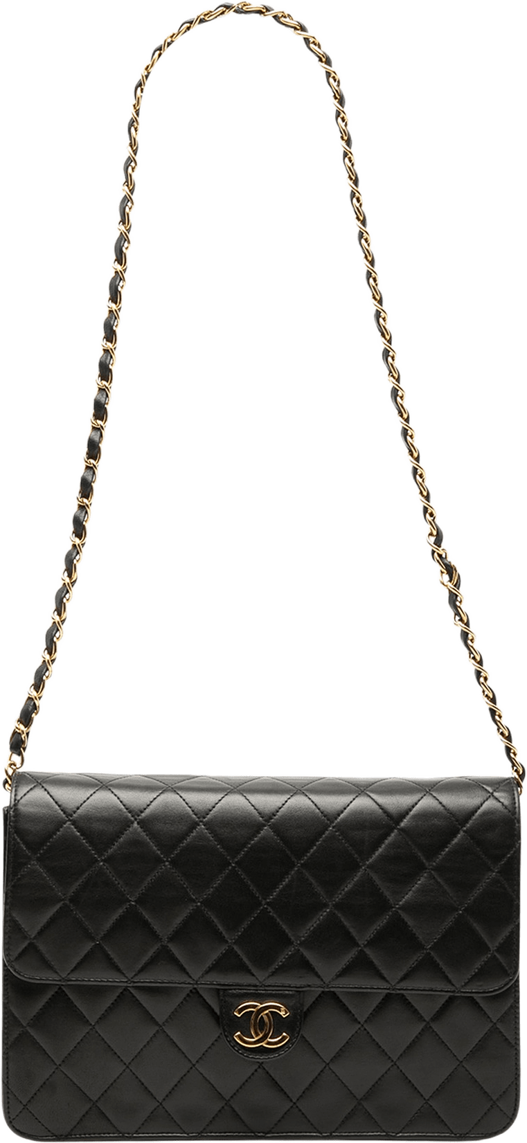 Chanel Medium Cc Quilted Lambskin Single Flap, från Luxclusif, i färgen black.