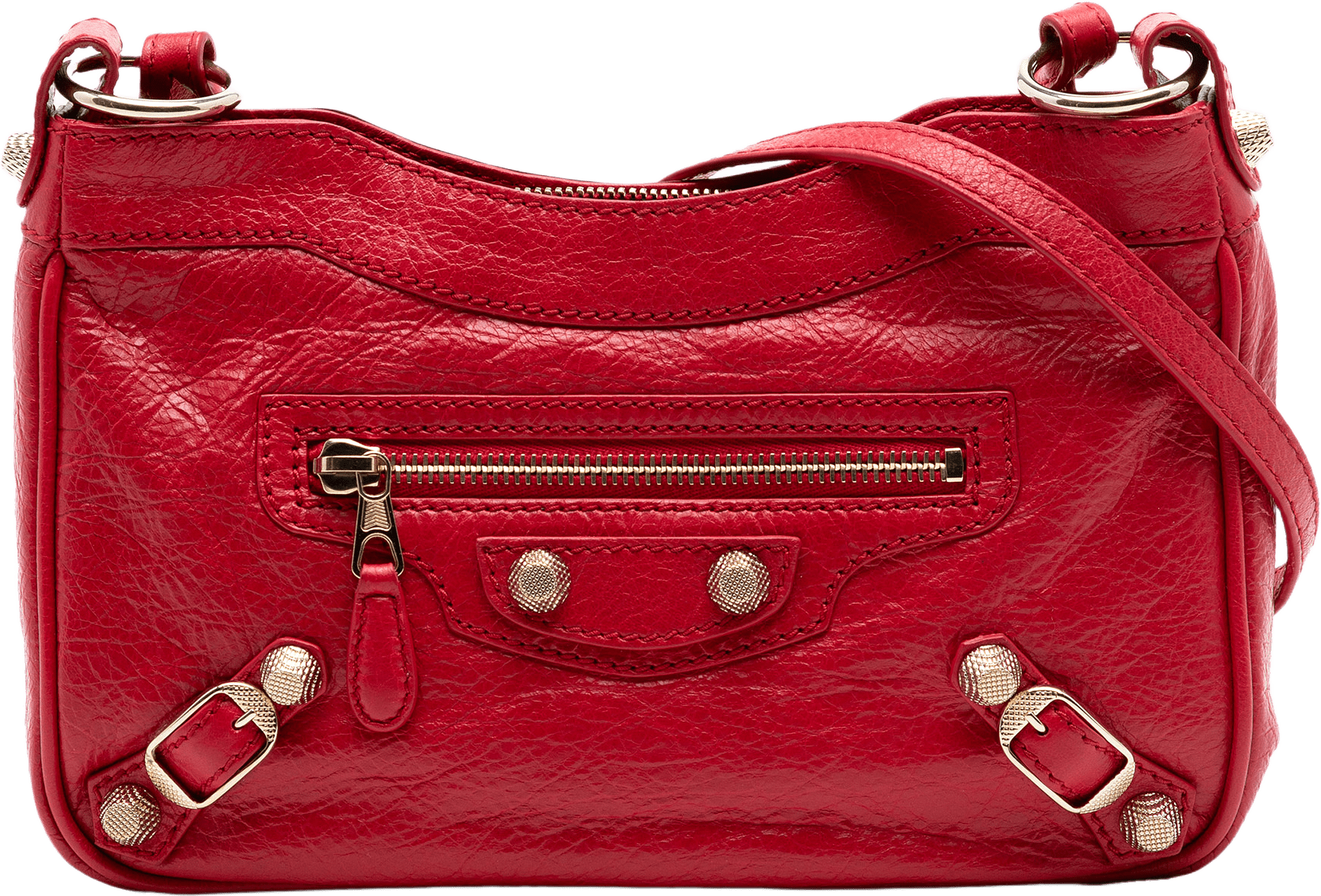 Balenciaga Lambskin Motocross Giant 12 Hip Crossbody, från Luxclusif, i färgen red.