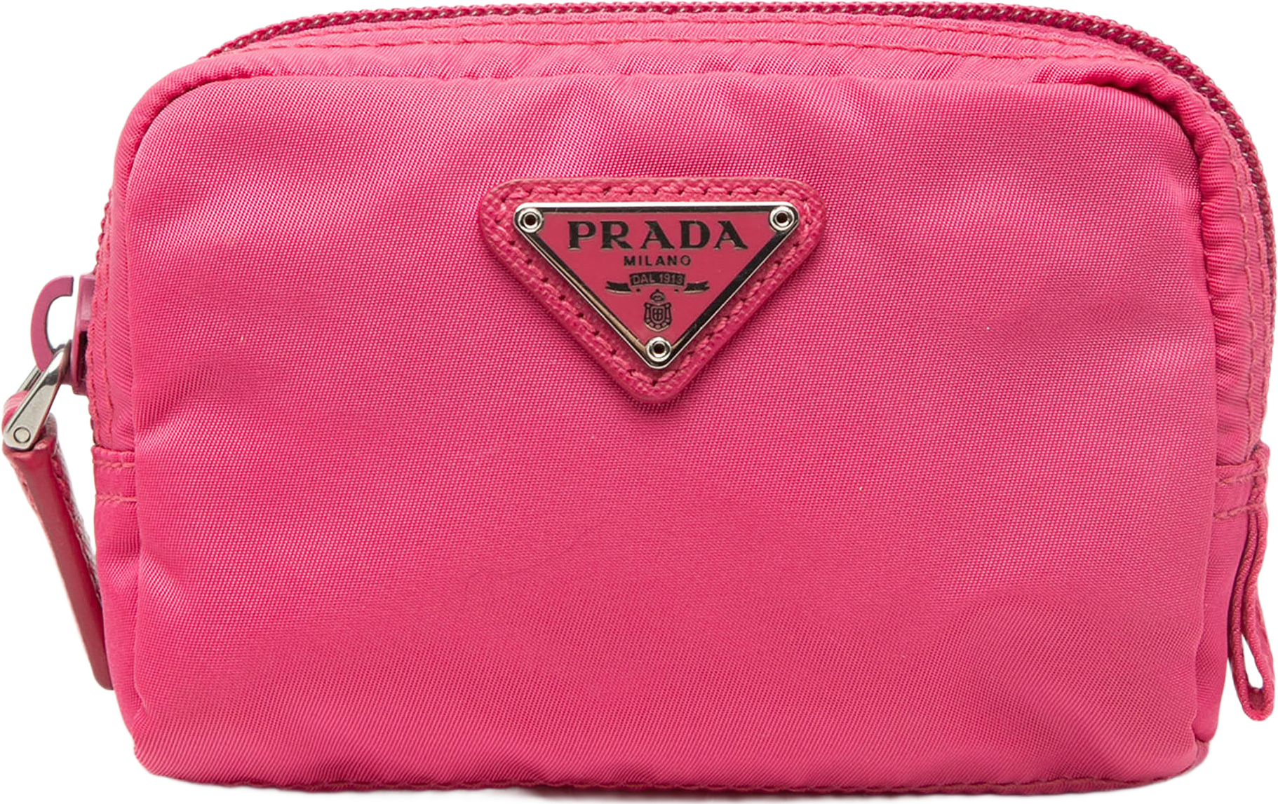 Prada Tessuto Cosmetic Pouch, från Luxclusif, i färgen hot pink.