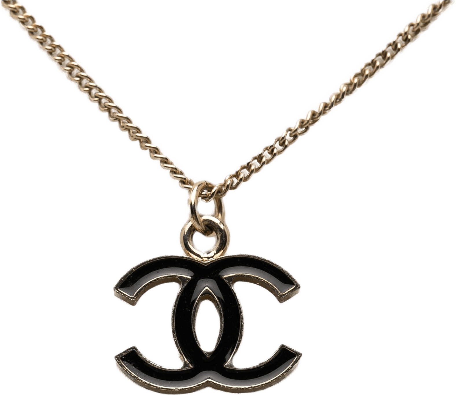 Chanel Cc Brass Lacquered Pendant Necklace, från Luxclusif, i färgen silver.