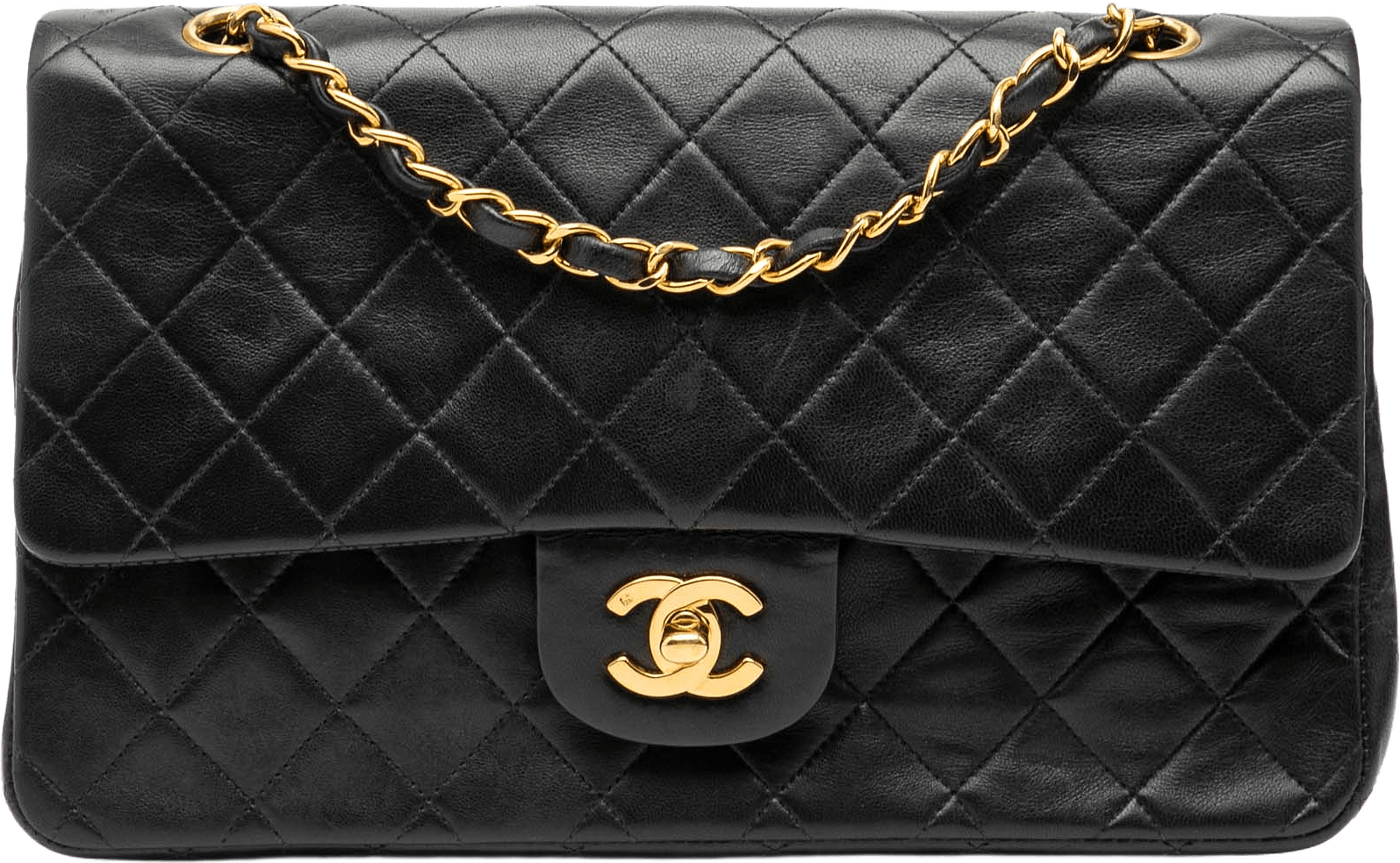 Chanel Medium Classic Lambskin Double Flap, från Luxclusif, i färgen black.