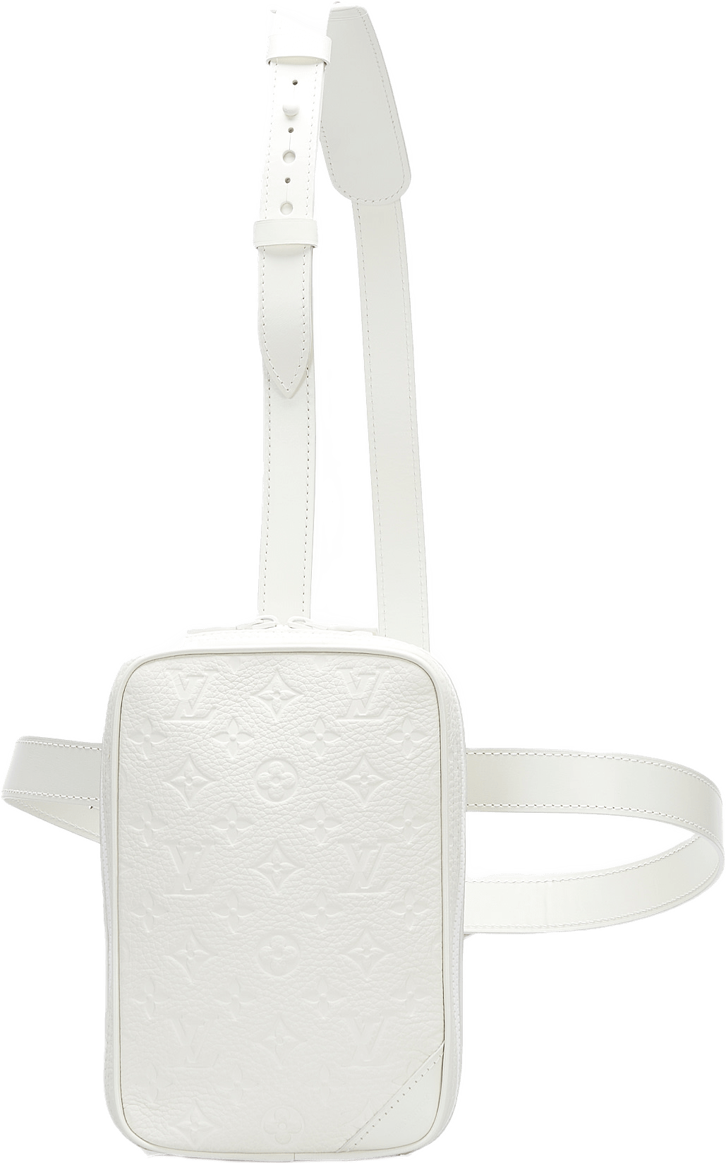 Louis Vuitton Monogram Taurillon Utility Side, från Luxclusif, i färgen white.