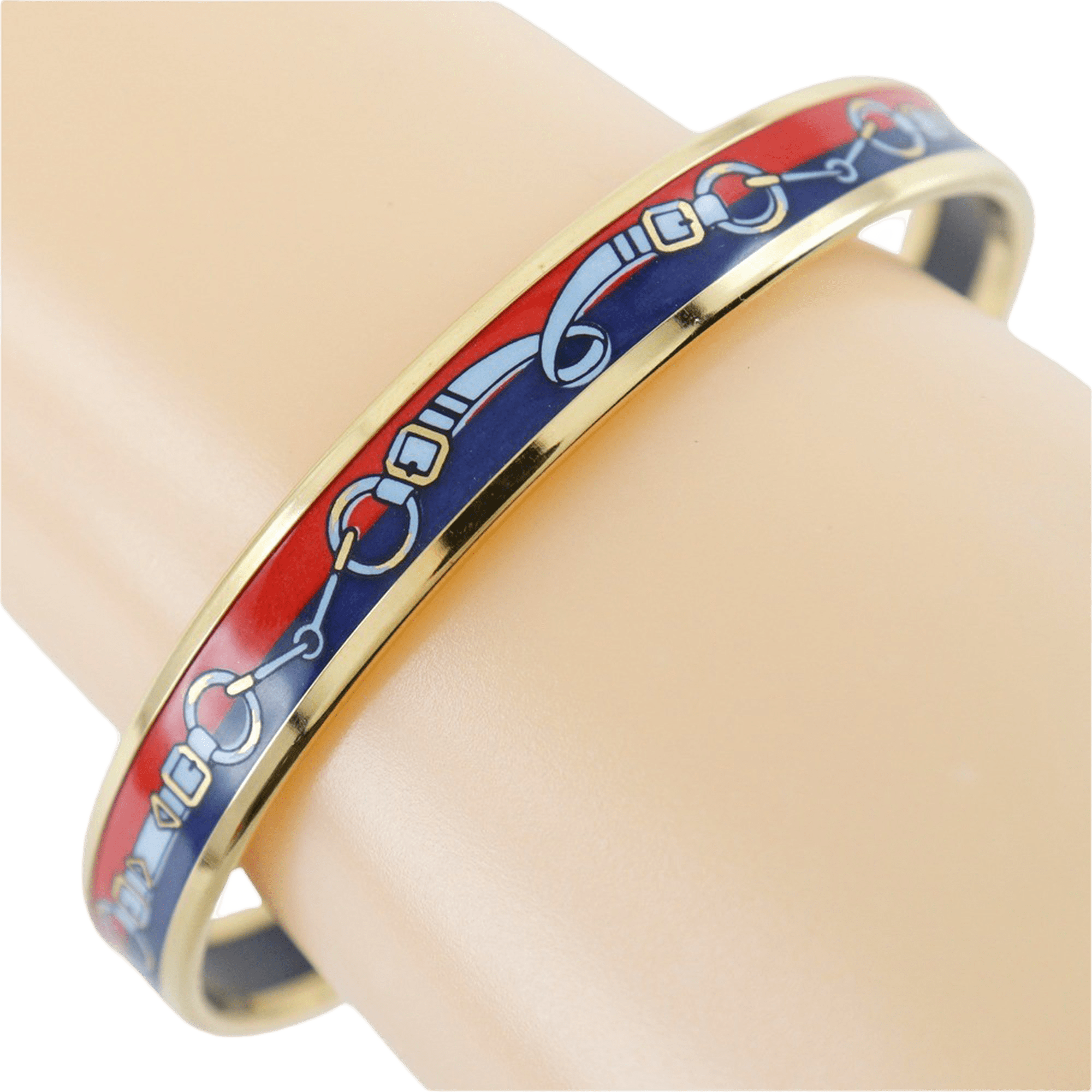 Hermès Printed Enamel Bangle 65, från Luxclusif, i färgen blue.