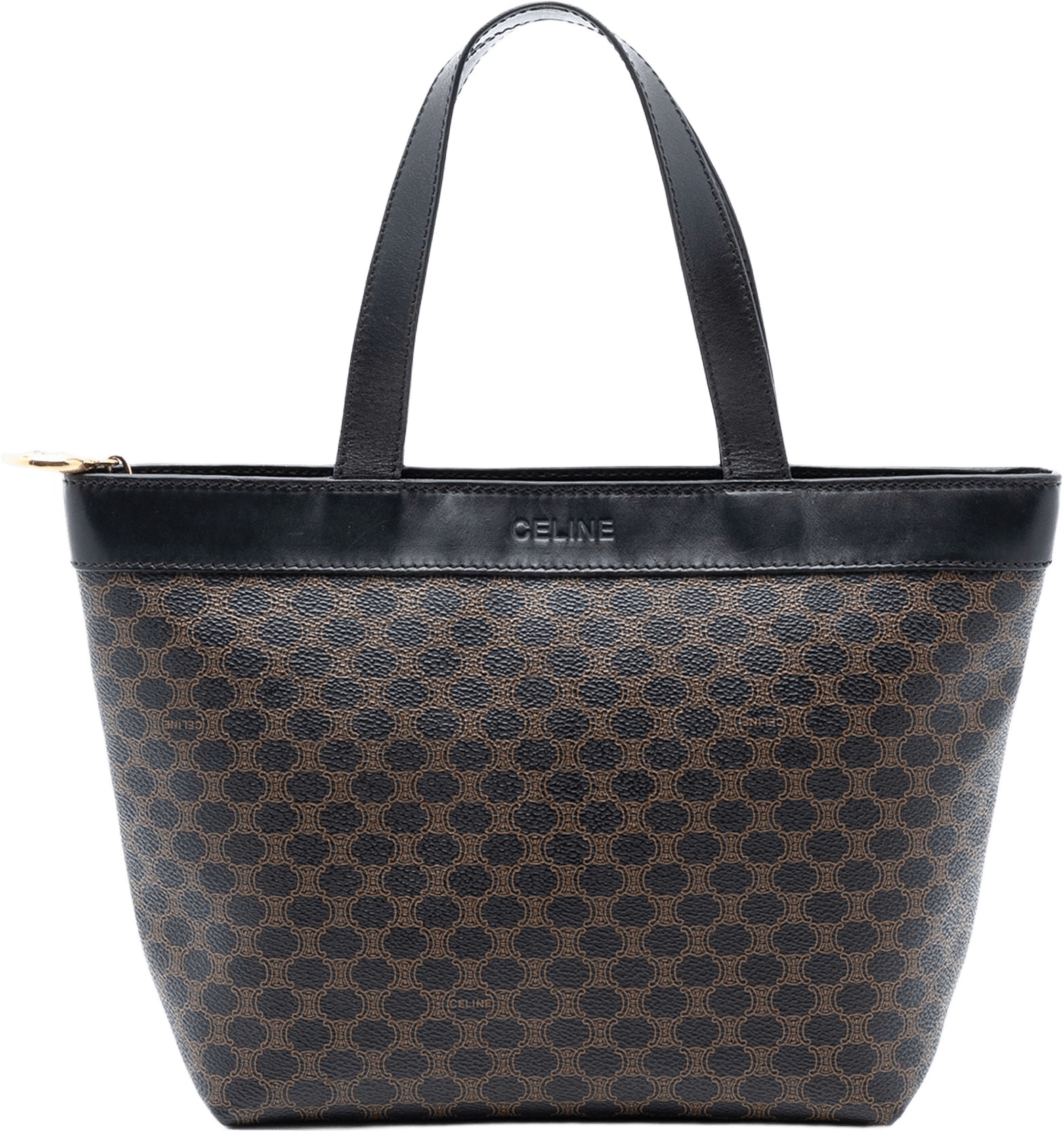 Celine Macadam Coated Canvas Handbag, från Luxclusif, i färgen dark brown.