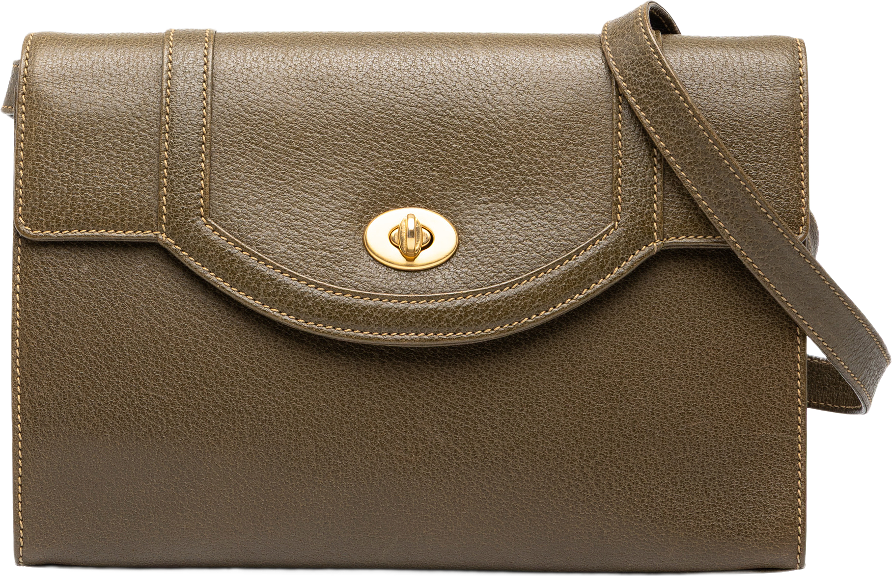Gucci Calfskin Turnlock Flap Crossbody, från Luxclusif, i färgen grön.