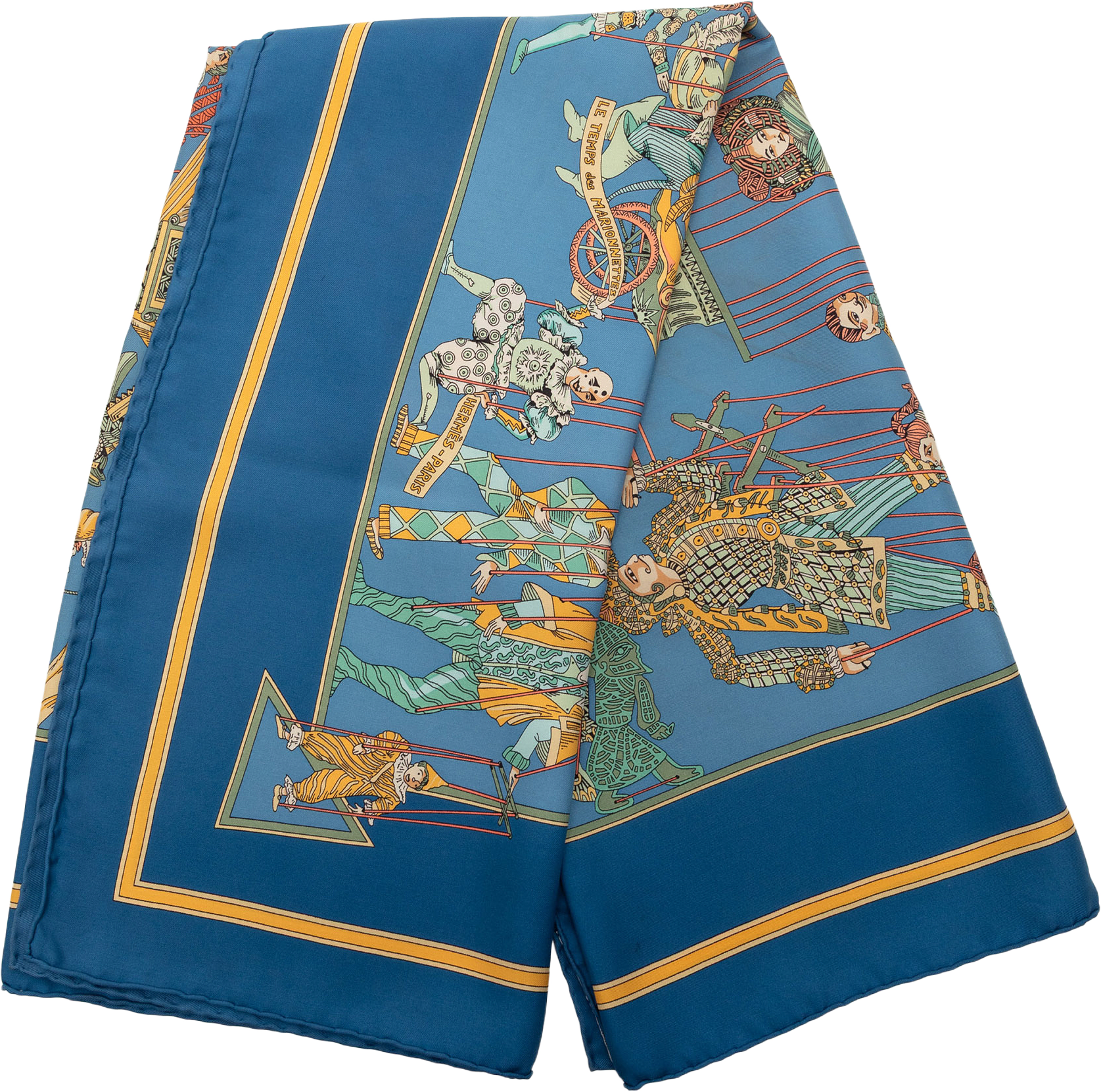 Hermès Le Temps Des Marionnettes Silk Scarf 90, från Luxclusif, i färgen blue.